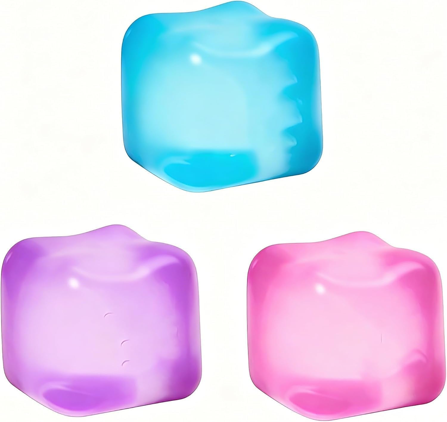 Premium Big Block Cube ,Ice Cube Squishies Toys,Durable, Slow-Rebound Fingertip Exquisite Spherical Ice Cube with Boxgift-Ready (Blue)