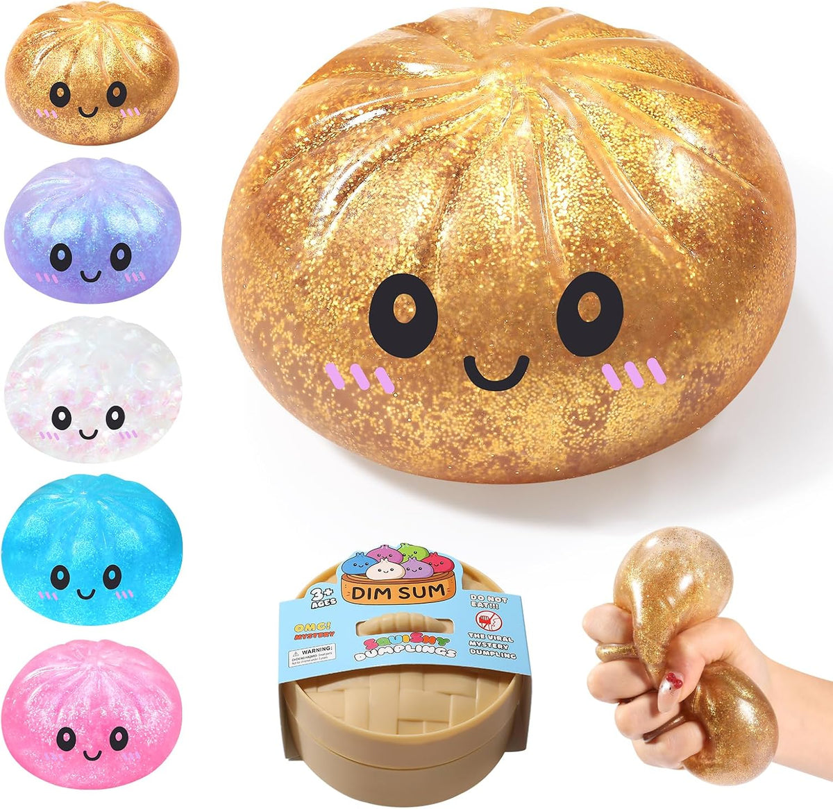 Glitter Squishy Fidget Toys,Viral Squeeze Toys for Teens Adults | Stress Ball Squishies for Halloween,Travel Toy,Christmas Stocking Stuffer
