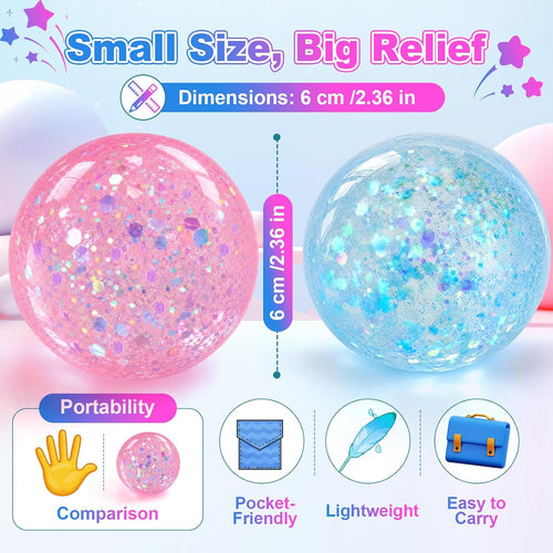 2 PCS Coconut Oil Squishy, Shapeable No Rebound Stress Relief Ball, Fun Sensory Fidget Toy, Study Work Relaxation Desk Decor, Fun Anxiety Gift for Adults & Kids(Blue+Pink)