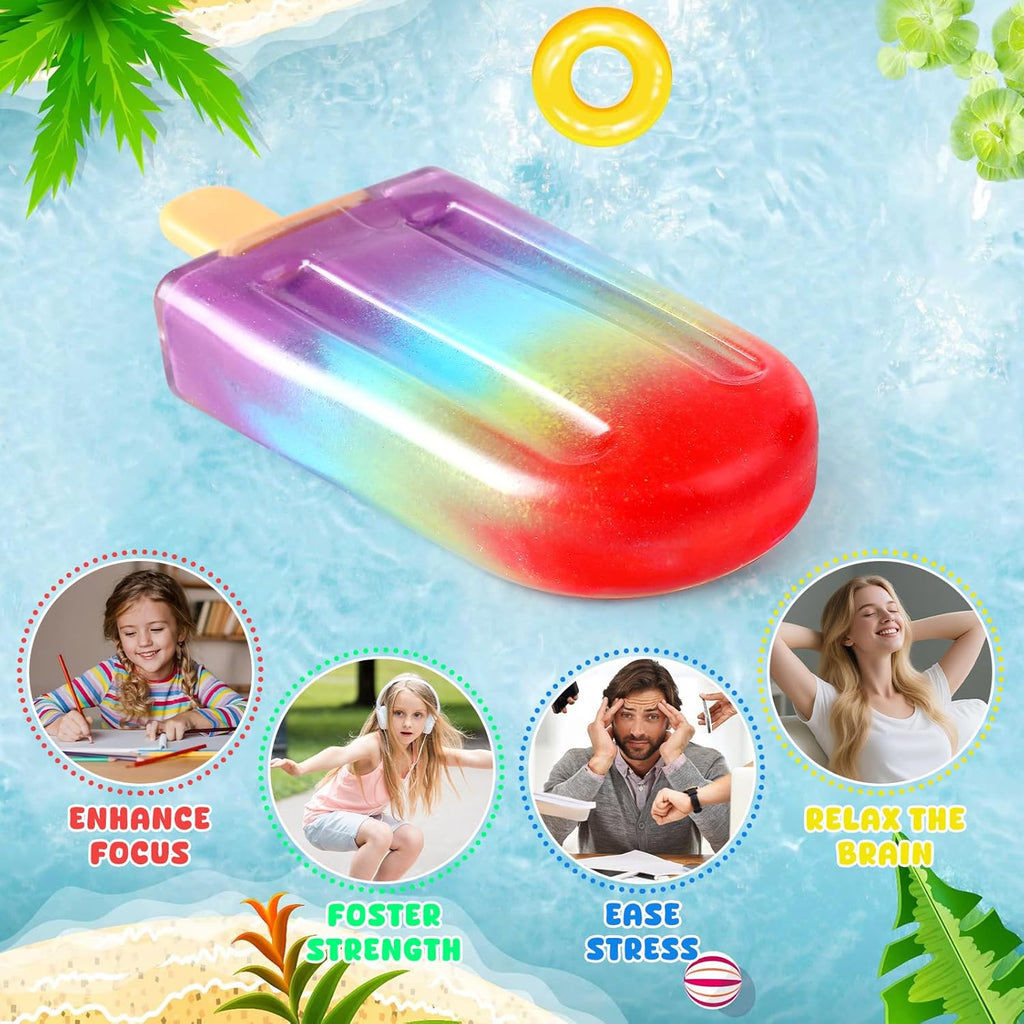 Popsicle Squishy Sugar Ice Cream Squishies Squeeze Toys | Slow Rising Texture,Leakproof Structure, Soft Tactile Feel for Kids Teens Adults Travel,Office Study & Summer Classroom Prize
