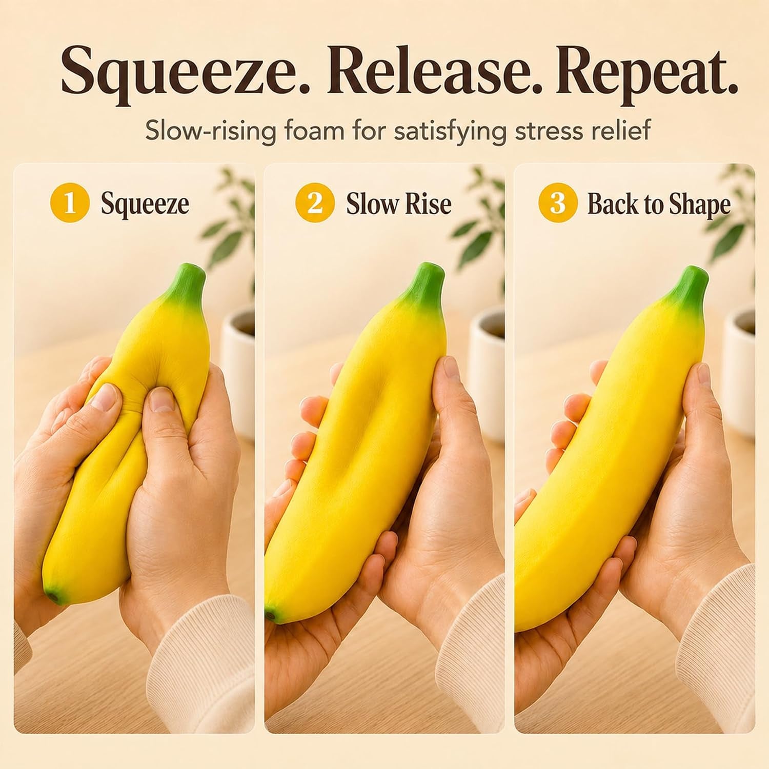 Banana Squishy Toy 2026 New Giant 7 Inch Jumbo PU Foam Stress Relief Toy | Soft Banana Squishy Jumbo Toy. Durable PU Foam Giant Stress Relief Toy for Work, Daily Relaxation & Anxiety.