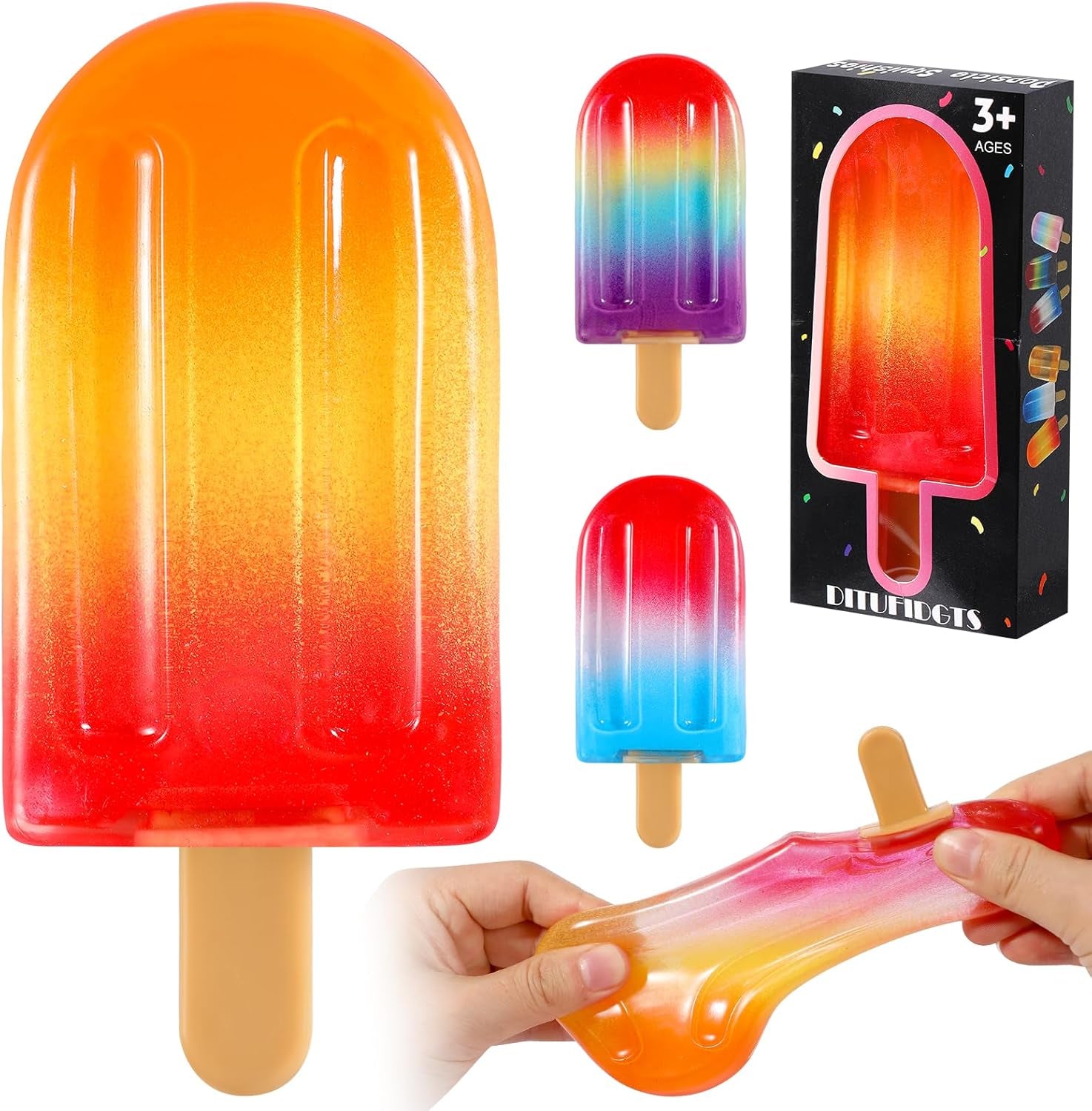 Popsicle Squishy Sugar Ice Cream Squishies Squeeze Toys | Slow Rising Texture,Leakproof Structure, Soft Tactile Feel for Kids Teens Adults Travel,Office Study & Summer Classroom Prize