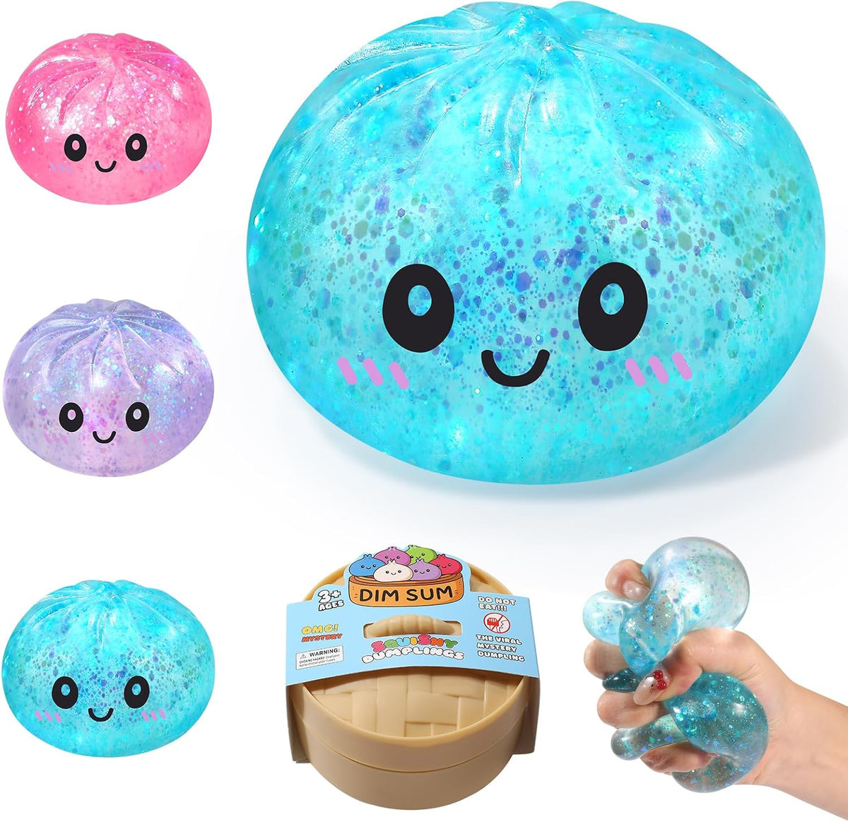 Glitter Squishy Fidget Toys,Viral Squeeze Toys for Teens Adults | Stress Ball Squishies for Halloween,Travel Toy,Christmas Stocking Stuffer