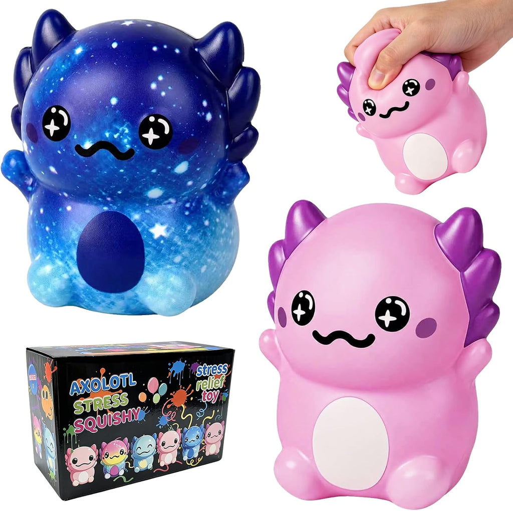 Big Axolotl Squishy, Slow Rising Squishy, Big Axolotl Squishy Fidget Toys, Big Axolotl Squishies for Adult, Party Favors, Birthday Gifts Stocking Stuffers (Dark Blue)