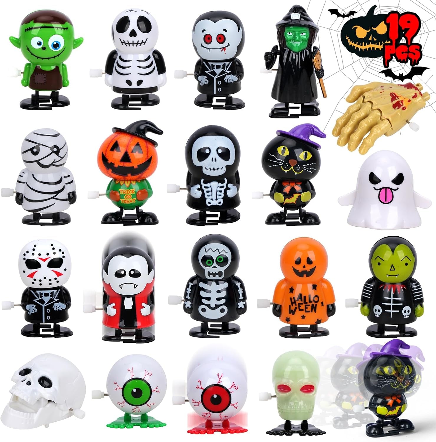 13 Pcs Halloween Wind up Toys Halloween Party Favors for Kids Toddler Halloween Bulk Toys for Treat Bags Halloween Goodies Bag Stuffers Fillers Halloween Treats Toys for Kids Boys Girls