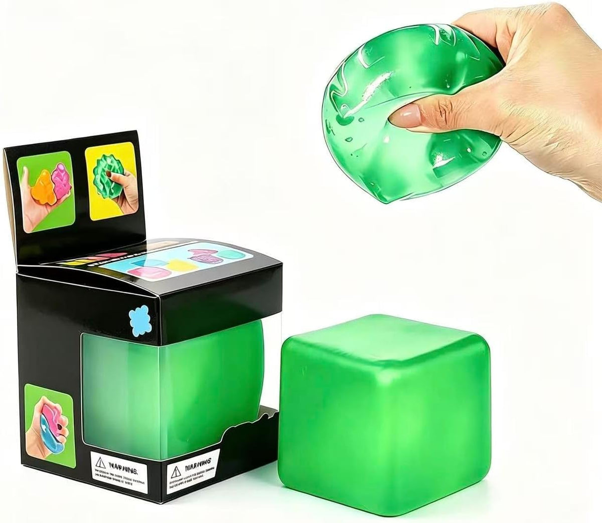 Premium Big Block Cube ,Ice Cube Squishies Toys,Durable, Slow-Rebound Fingertip Exquisite Spherical Ice Cube with Boxgift-Ready (Blue)