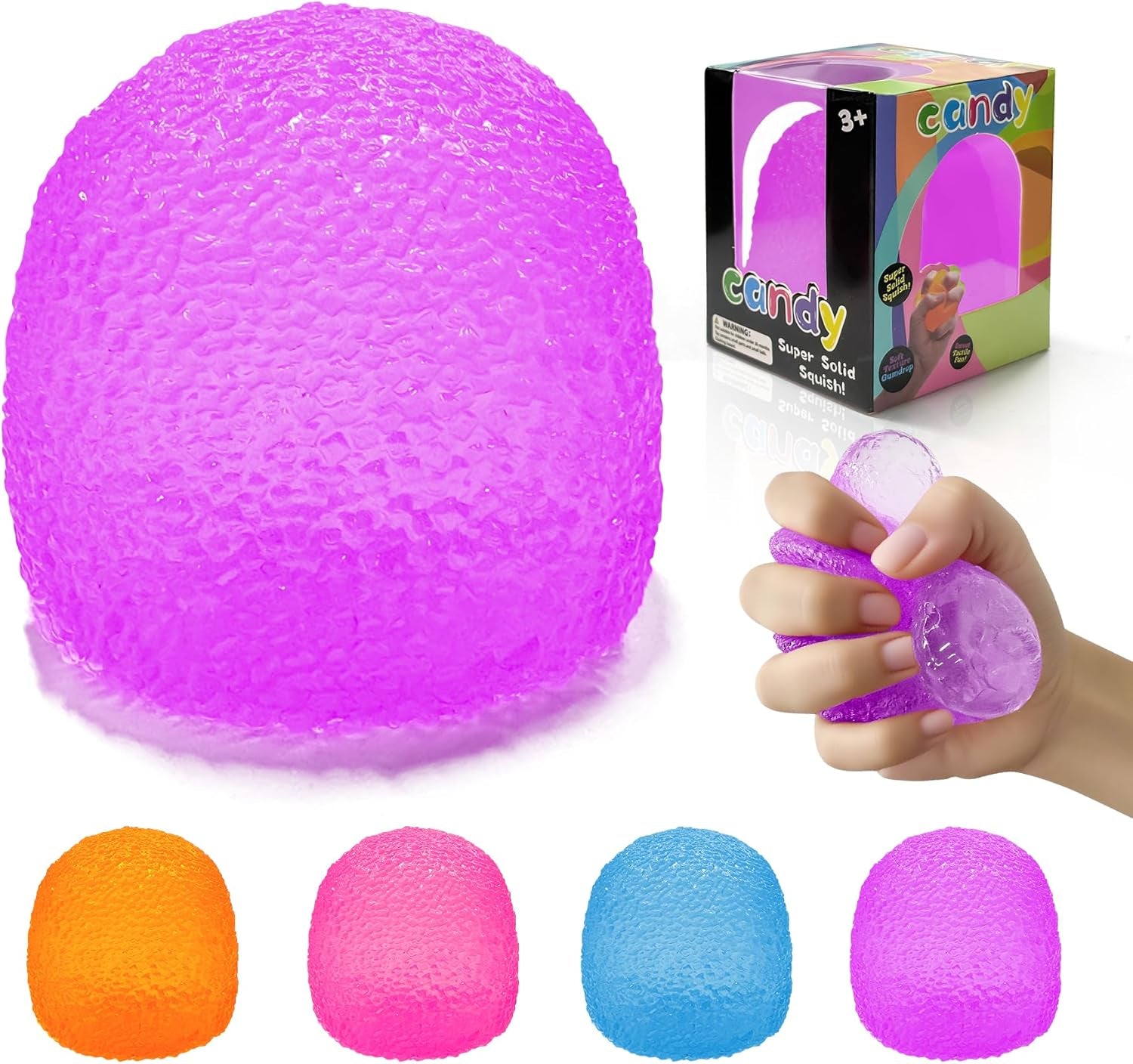 Stress Balls-Gumdrop Squishy Stress for Kids and Adults, Super Solid Squeeze Ball, Sensory for Stress Relief, Birthday, Easter Basket Stuffers and Party Favors(Pink)