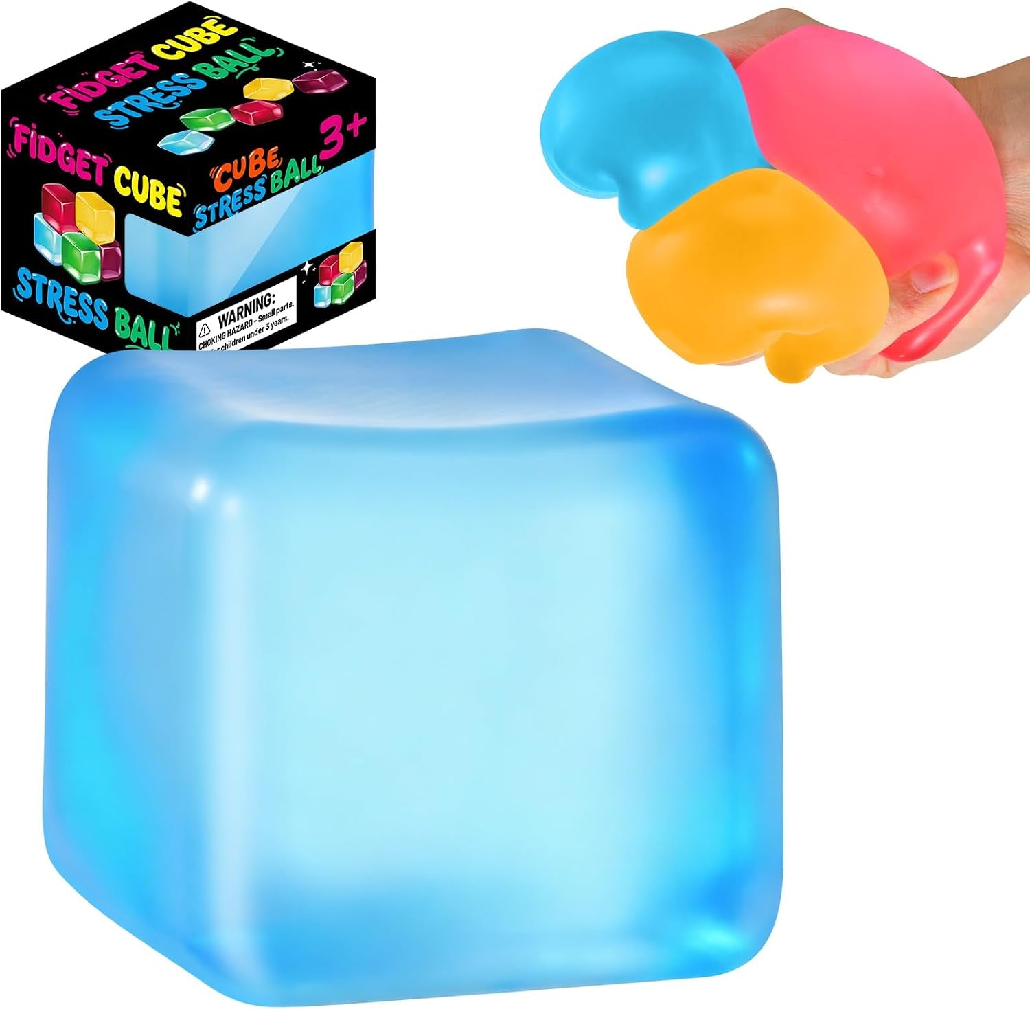 Squishy Cube for Kids & Adults, Ice Cube Squishy Slow Rising Squishy Fidget Toys, Squeeze Toys for Stress Relief, Classroom Prizes Party Favors Birthday Gifts(Blue)