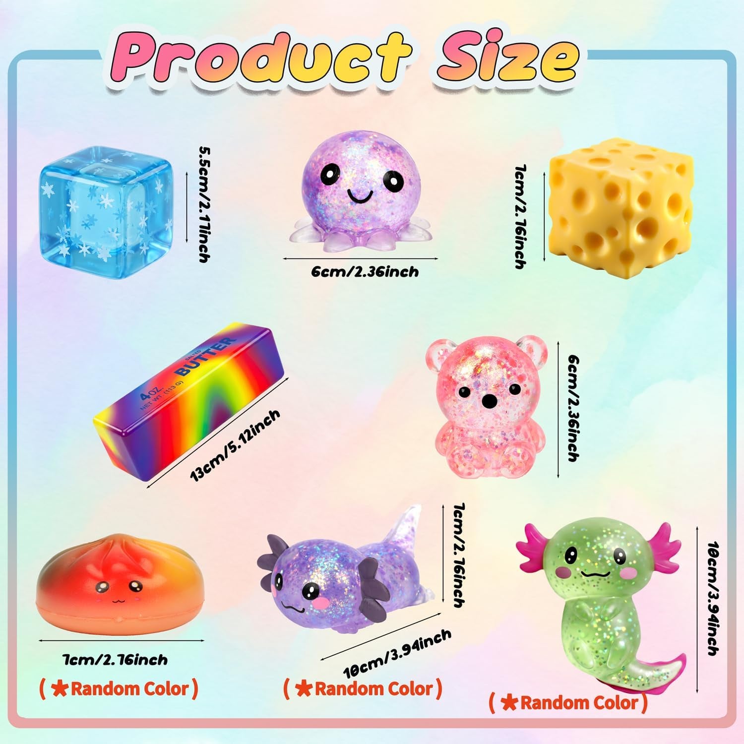 8Pack Squishy Fidget Toys for Kids Adults, Slow Rising Sensory Squeeze Toys | Soft Dumpling Squishy, Butter/Cheese Squishy, Fidget Toys Party Favors, Birthday Gifts, Classroom Prizes