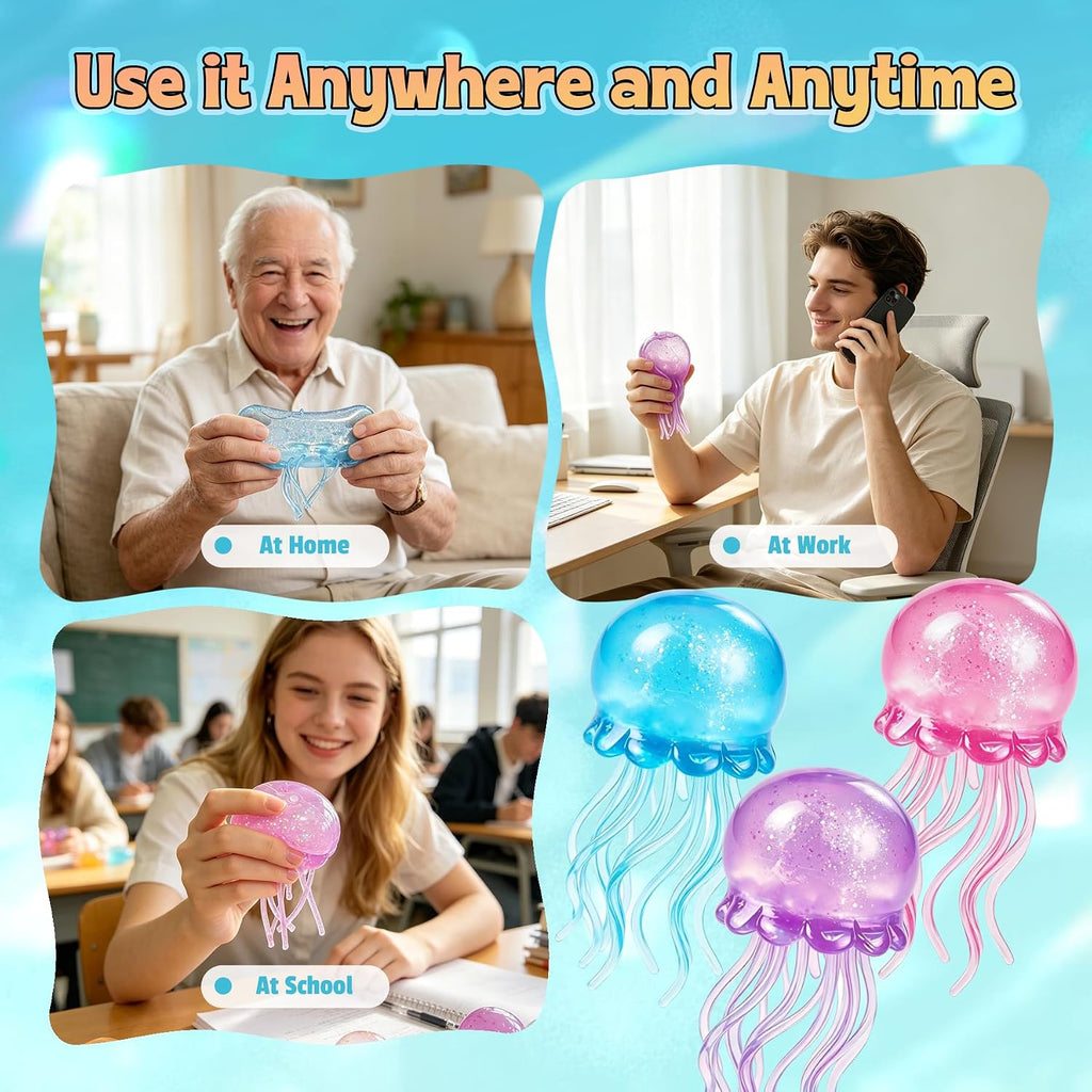 Jellyfish Squeeze Toy,2.16Inch Jellyfish Squishy Malt Filled Squishy Sensory Fidget Toy,Ultra Soft Moldable Slow Rise Stress Relief Toy for Adults Anxiety Relief(Blue)