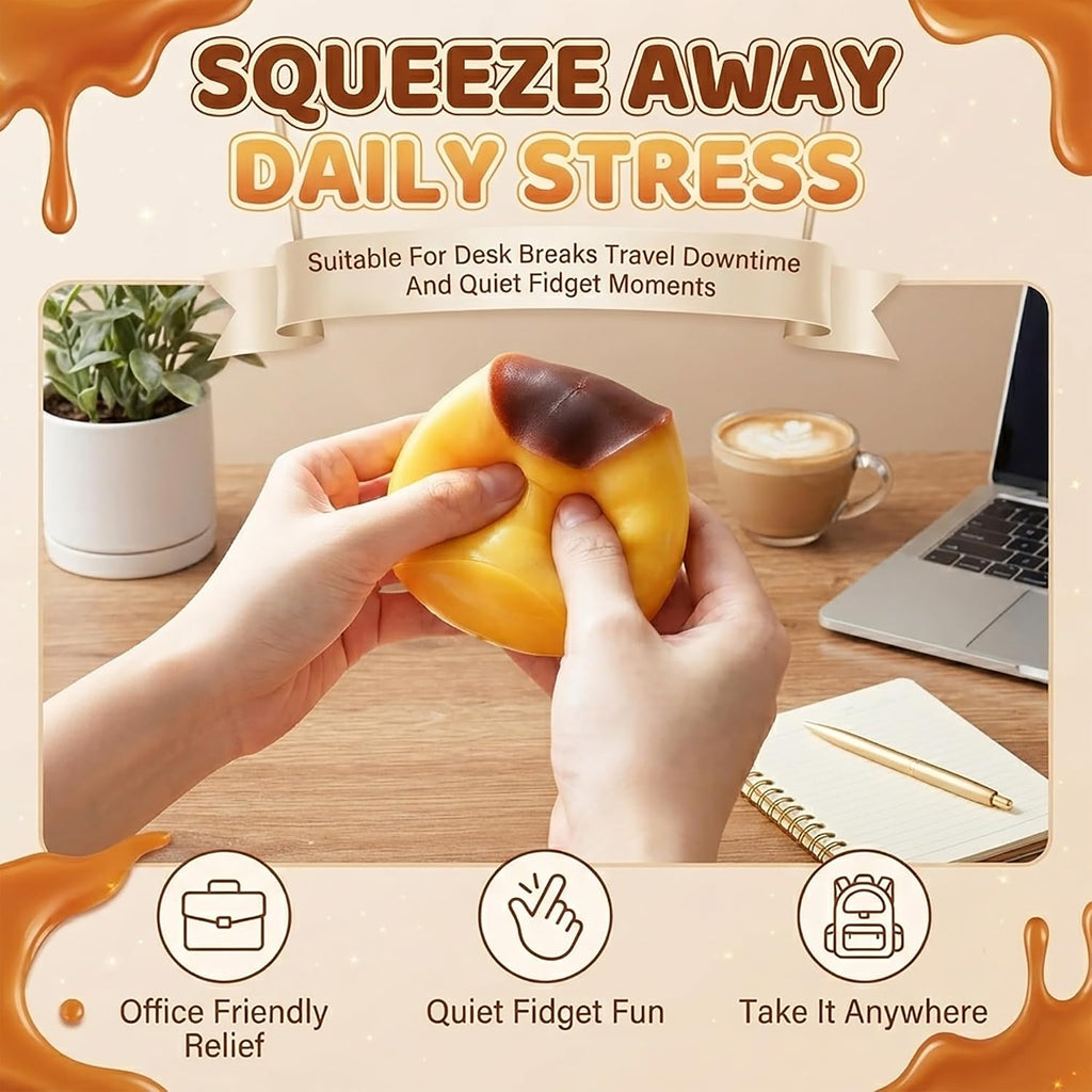 2PCS Crunchy Pudding Squishy, ASMR Sensory Fidget Toys for Adults | Satisfying Crunchy ASMR Texture, Durable Soft TPR Slow Rising Squeeze Toy for Office,Travel, Stress Relief, and Gift Ideas