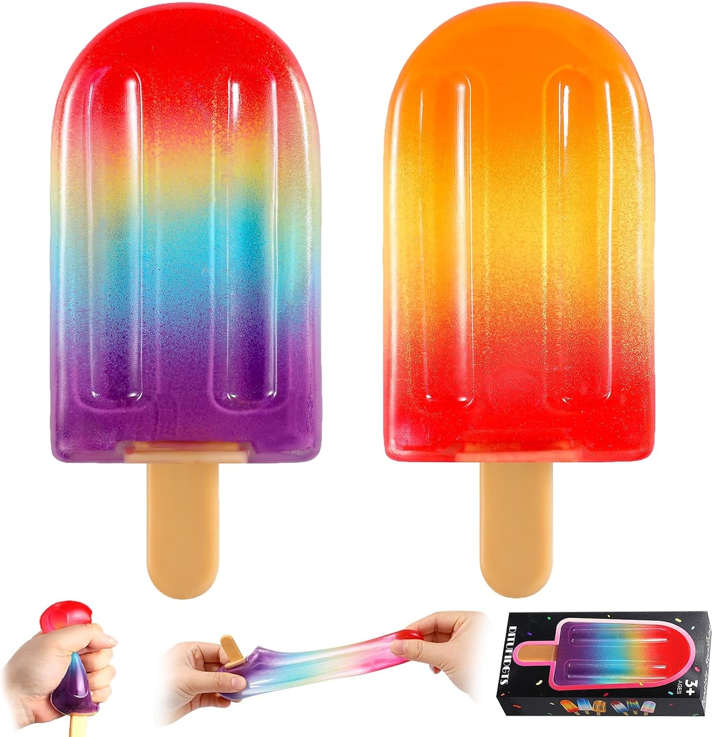 Popsicle Squishy Sugar Ice Cream Squishies Squeeze Toys | Slow Rising Texture,Leakproof Structure, Soft Tactile Feel for Kids Teens Adults Travel,Office Study & Summer Classroom Prize