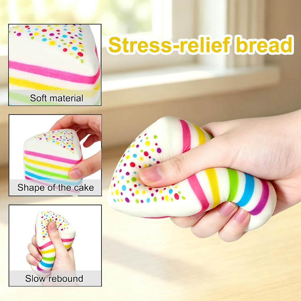 1PCS Rainbow Cake Squishy Ball,Jumbo Slow Rising Fidget Squeeze,Relief Squishies Stress,Squeeze Ball Sensory for Anxiety Stress