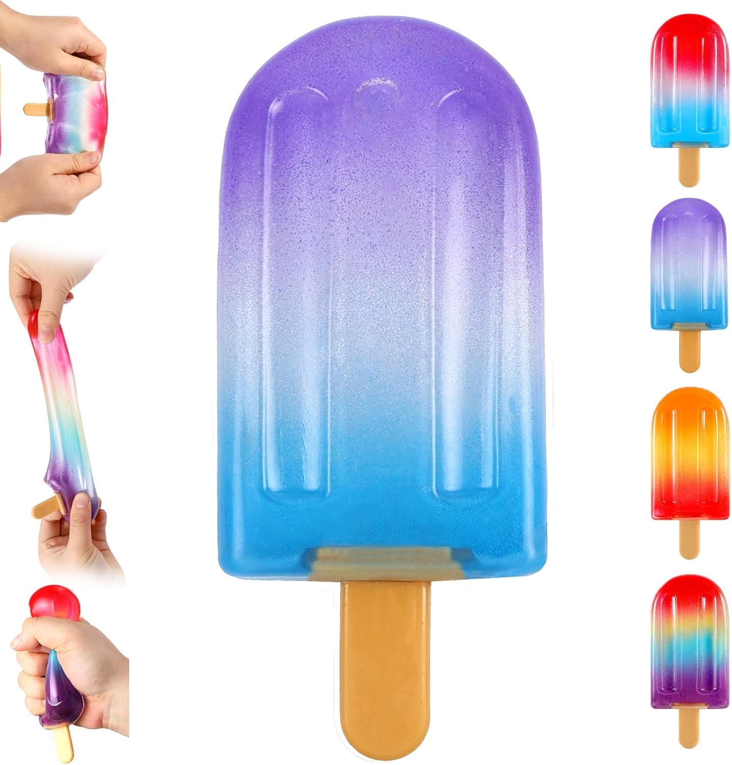 Popsicle Squishy Sugar Ice Cream Squishies Squeeze Toys | Slow Rising Texture,Leakproof Structure, Soft Tactile Feel for Kids Teens Adults Travel,Office Study & Summer Classroom Prize