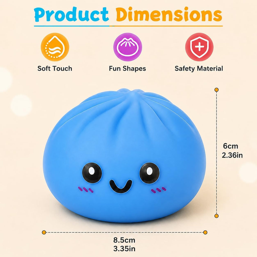 Dumpling Squishies, Glitter Dumpling Mystery Box, Fidget Sensory Toy for Adults,Colorful Dumplings Stress Balls with Food Steamer,Stretchy Desk Toys (Pink)