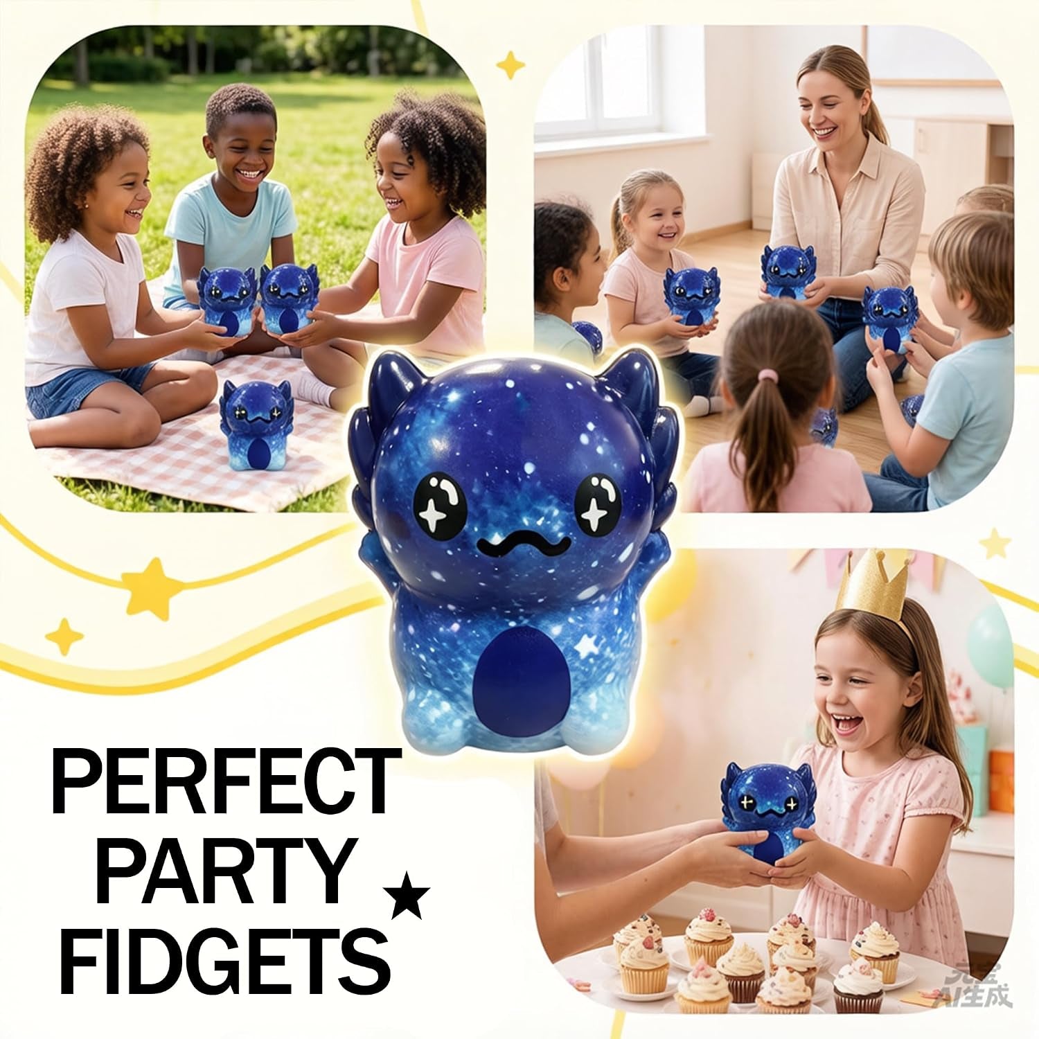 Big Axolotl Squishy, Slow Rising Squishy, Big Axolotl Squishy Fidget Toys, Big Axolotl Squishies for Adult, Party Favors, Birthday Gifts Stocking Stuffers (Dark Blue)