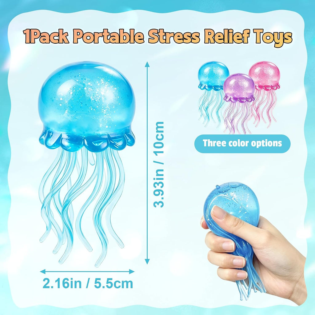 Jellyfish Squeeze Toy,2.16Inch Jellyfish Squishy Malt Filled Squishy Sensory Fidget Toy,Ultra Soft Moldable Slow Rise Stress Relief Toy for Adults Anxiety Relief(Blue)