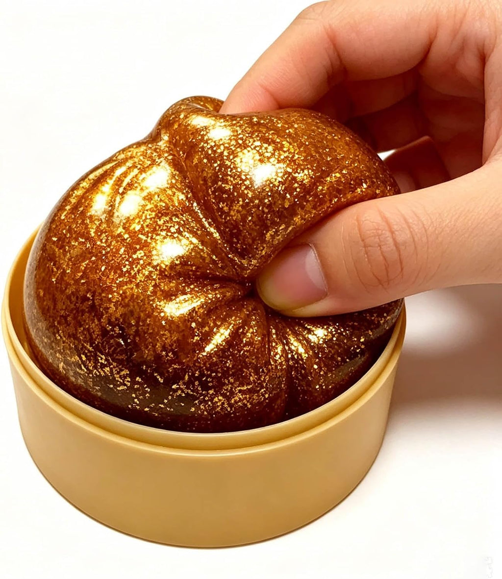 Giant Dumpling Soft Squeeze Buddy, Large Colourful Dumpling Stress Relief Sensory Ball, Fast Rebound Anxiety Relief Decompression Dough for Adults,Gold