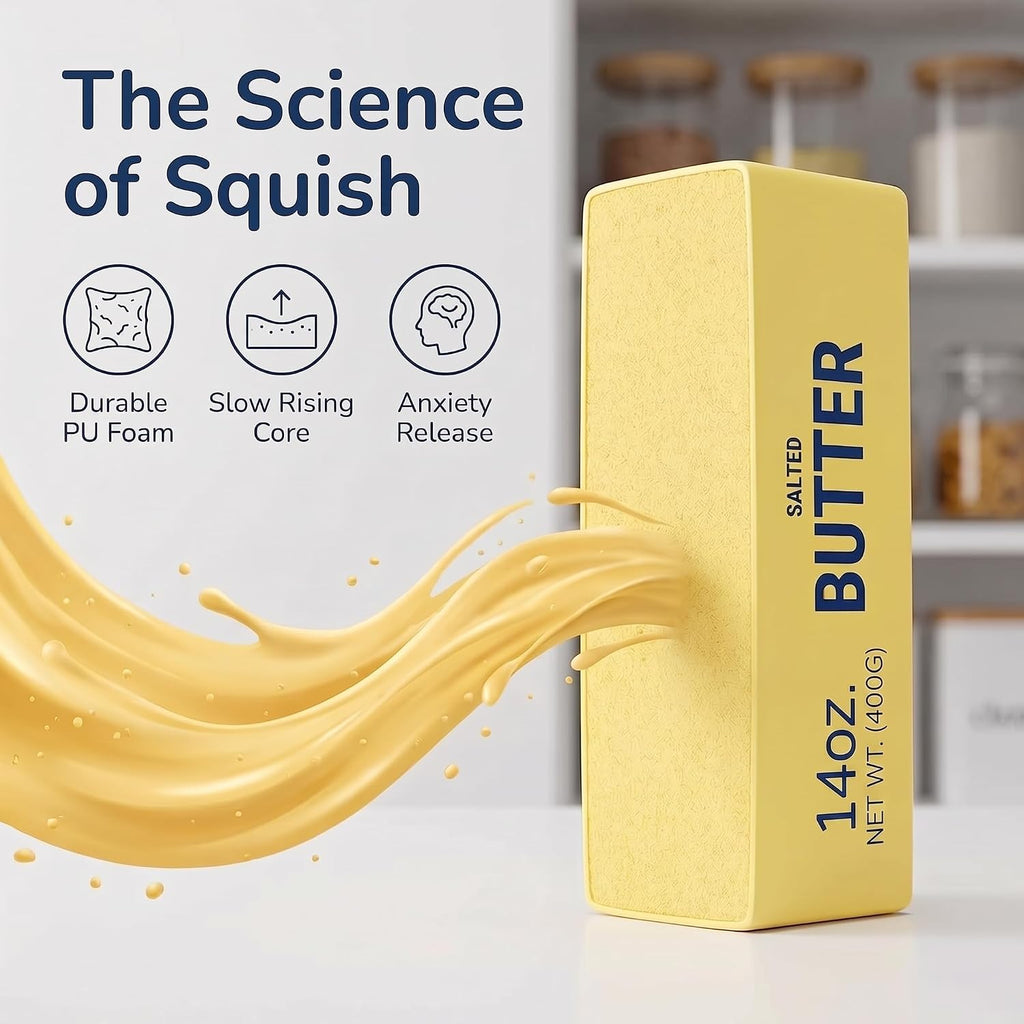 10In Giant Butter Squishy,Large Slow Rising Squishys,Big Squishy Butter Stress Relief Squeeze Toy, Large Butter Stick Stress Relief Slow Rising Fun for Anxiety Relief Party Favors(Larges)