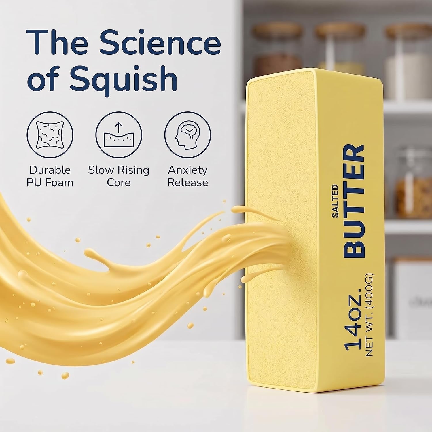 10In Giant Butter Squishy,Large Slow Rising Squishys,Big Squishy Butter Stress Relief Squeeze Toy, Large Butter Stick Stress Relief Slow Rising Fun for Anxiety Relief Party Favors(Larges)