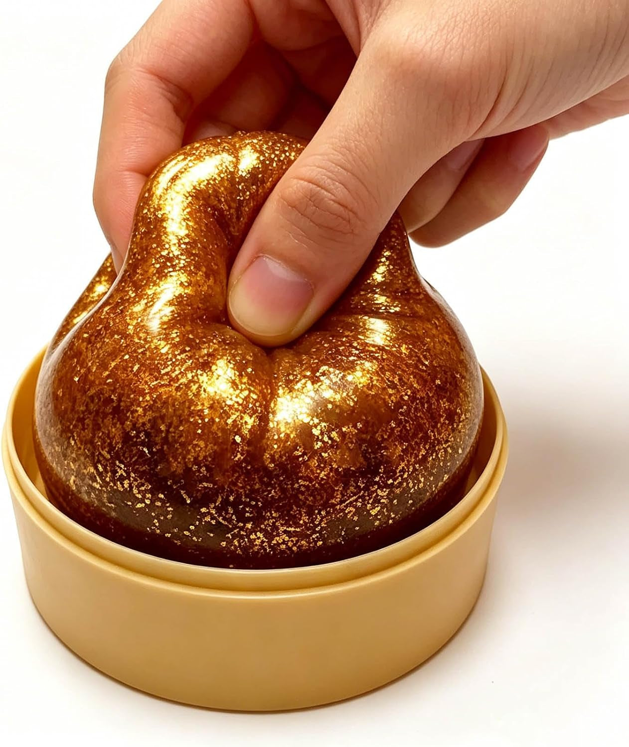 Giant Dumpling Soft Squeeze Buddy, Large Colourful Dumpling Stress Relief Sensory Ball, Fast Rebound Anxiety Relief Decompression Dough for Adults,Gold