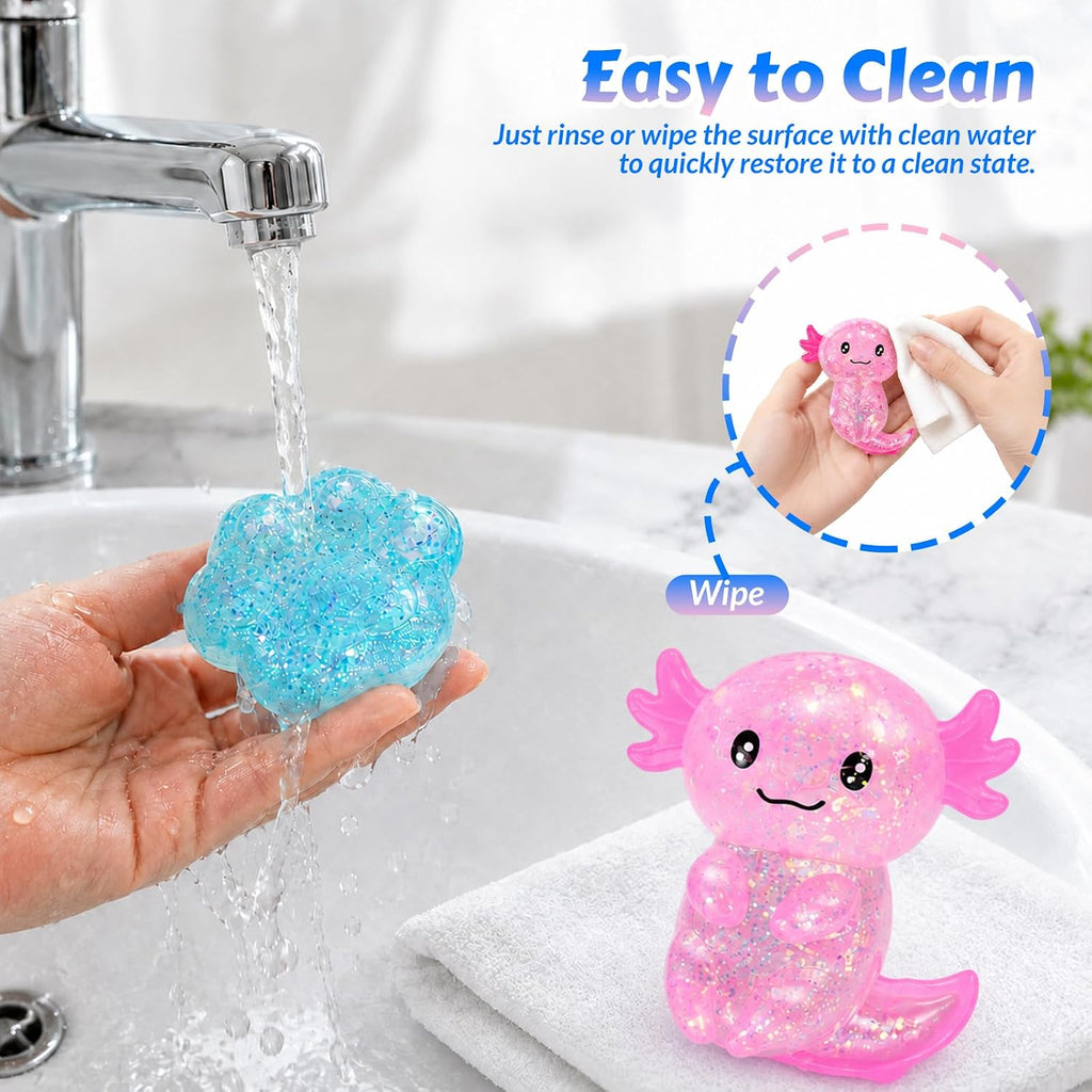 8 Pcs Squishies Toys Kit with Gift Box,Cute Axolotl,Cat Paw & Cheese Squishies,Slow-Rising Sensory Fidget Toys,Soft Squeeze Stress Relief Toy for Adults,Party Favors & Gifts (Random Color)