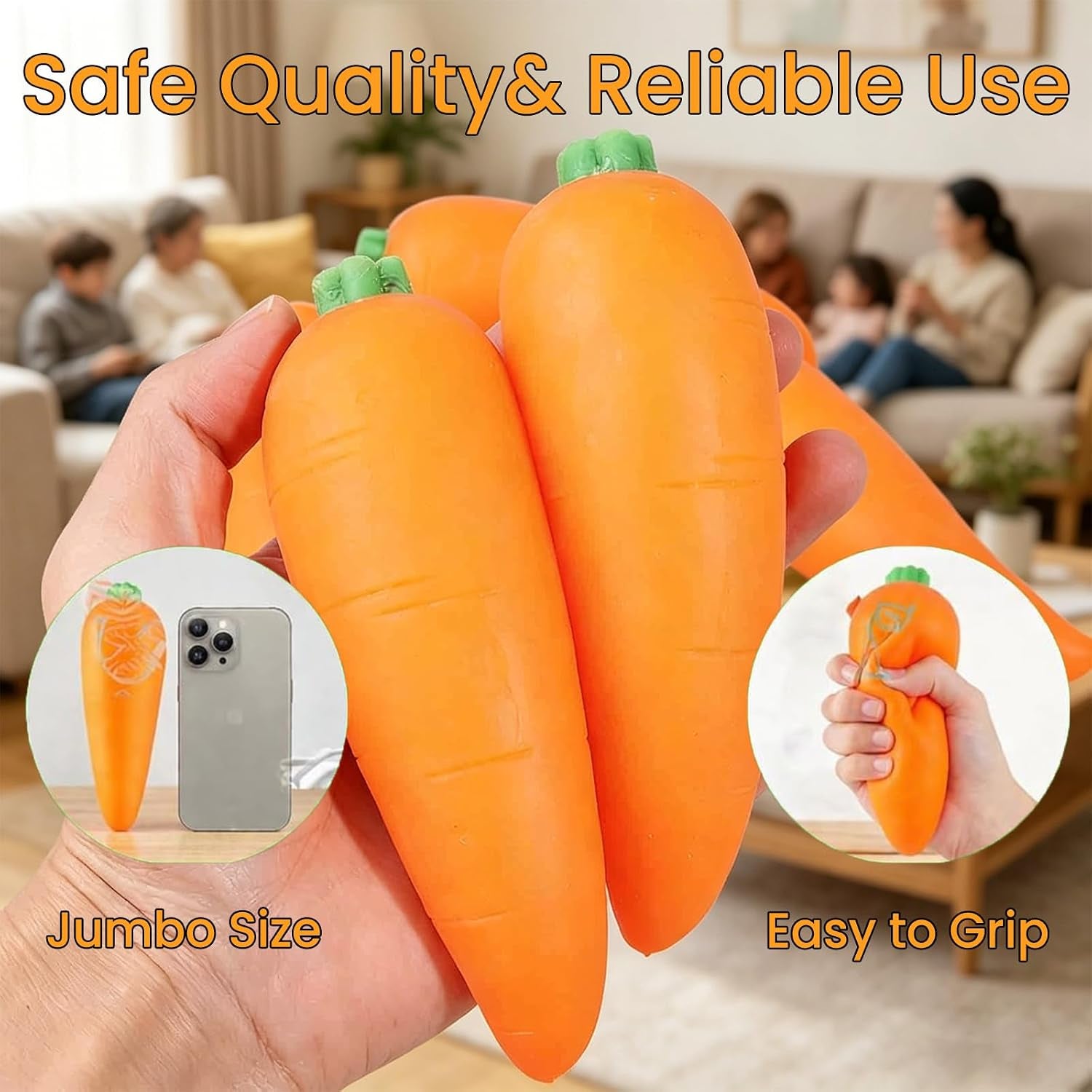 Carrot Squishy Stress Ball,5.5Inch(1Pcs) | Squi Shy Vegetable Ultra Squishy and Moldable Slow Rise Relaxing Sensory Fidget Stress for Anxiety Relief Orange(1Pcs)