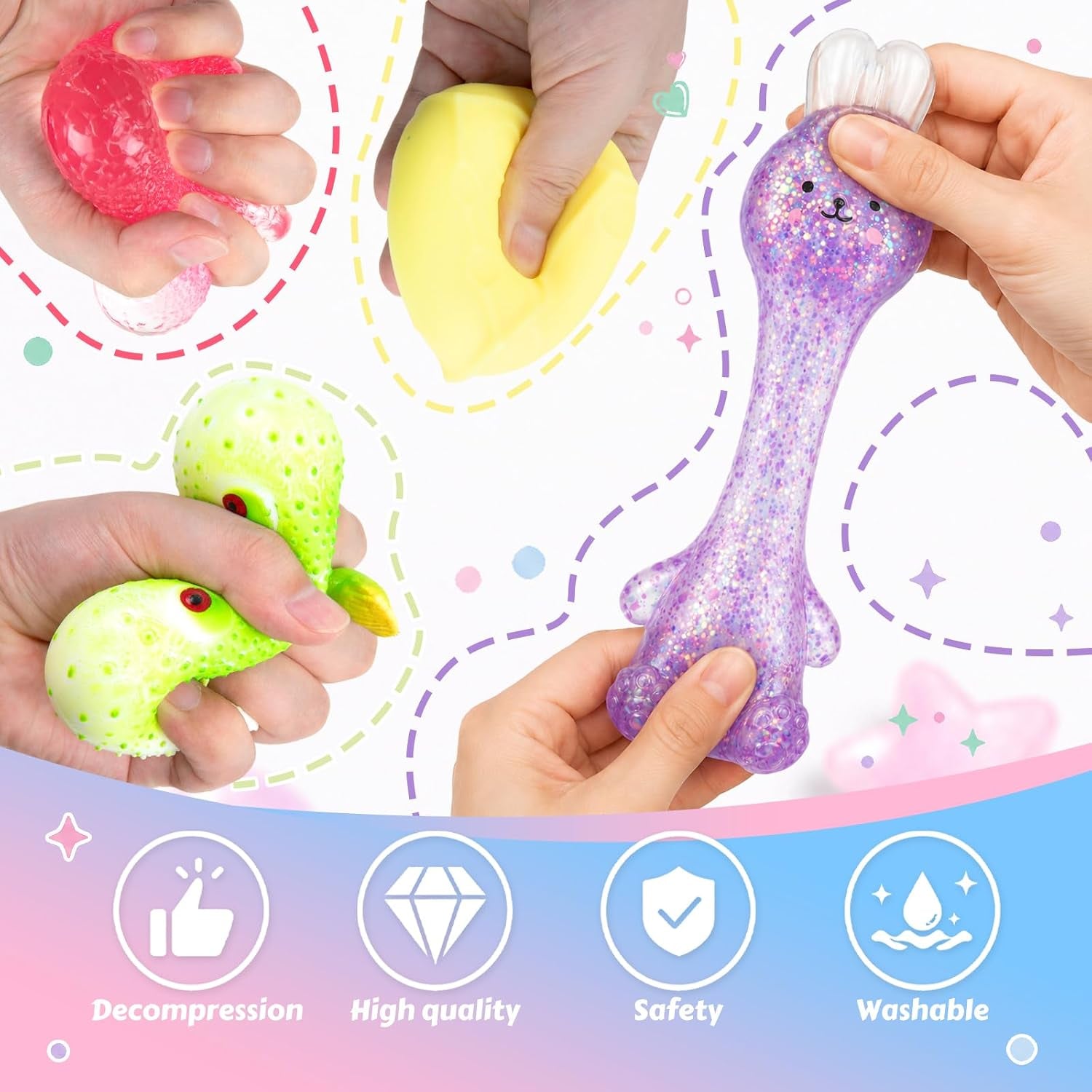 8 Pcs Squishies Toys Kit with Gift Box,Cute Axolotl,Cat Paw & Cheese Squishies,Slow-Rising Sensory Fidget Toys,Soft Squeeze Stress Relief Toy for Adults,Party Favors & Gifts (Random Color)