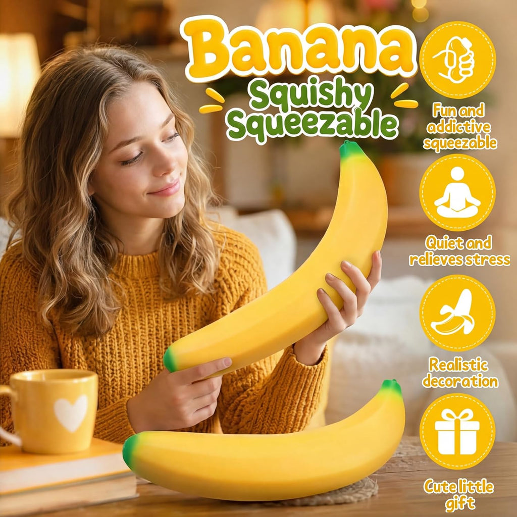 18In Giant Banana Squishy, 2026 New Jumbo Bannana Squishy Squeeze Toy, Slow Rising Soft Squishys Bananas Toys for Stress Relief