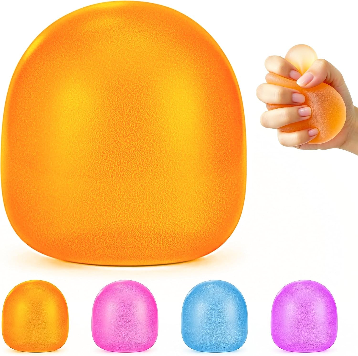 Stress Balls-Gumdrop Squishy Stress for Kids and Adults, Super Solid Squeeze Ball, Sensory for Stress Relief, Birthday, Easter Basket Stuffers and Party Favors(Pink)