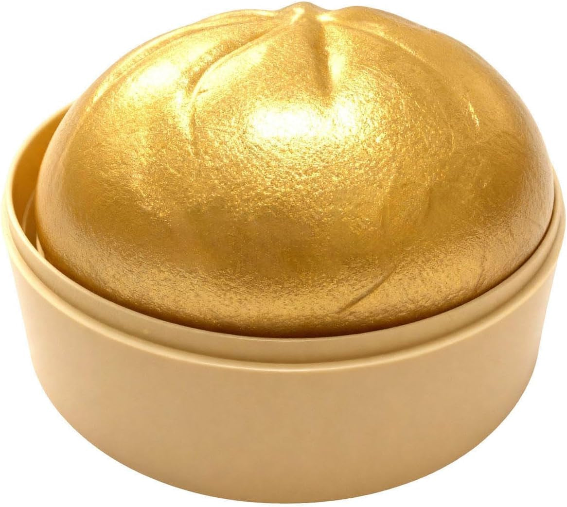 Giant Dumpling Soft Squeeze Buddy, Large Colourful Dumpling Stress Relief Sensory Ball, Fast Rebound Anxiety Relief Decompression Dough for Adults,Gold