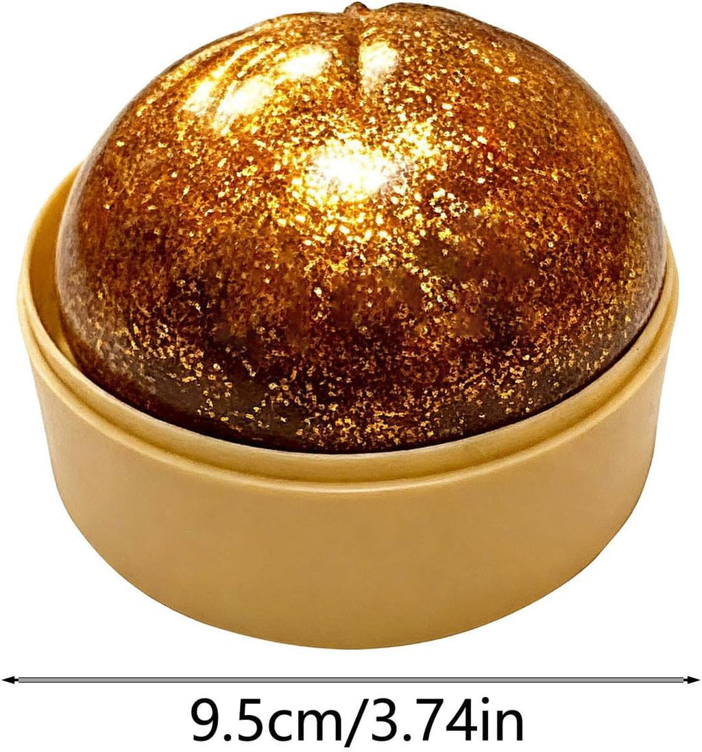 Giant Dumpling Soft Squeeze Buddy, Large Colourful Dumpling Stress Relief Sensory Ball, Fast Rebound Anxiety Relief Decompression Dough for Adults,Gold