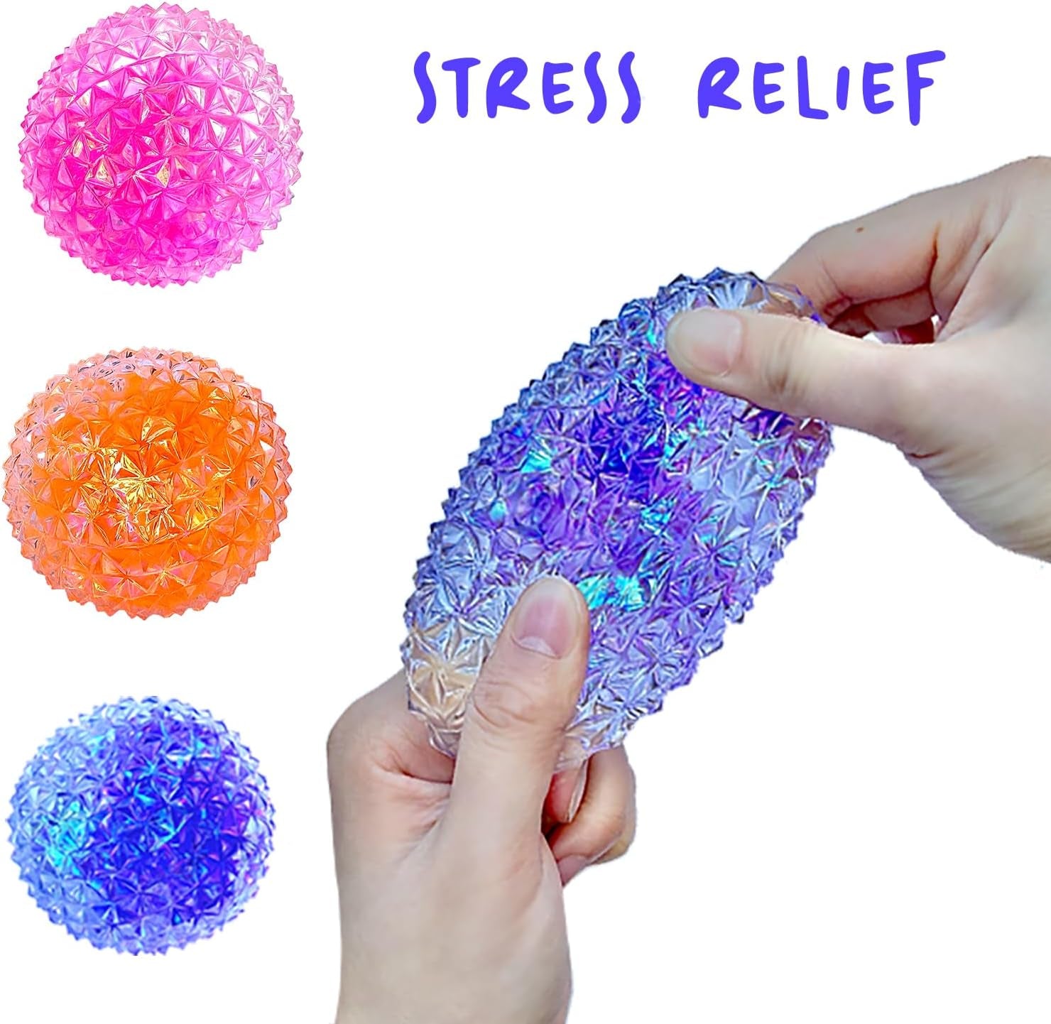 Premium Diamond Stress Ball, Odor-Free Slow Rise Cool Sensory Squishy Nice Squeeze Fidget Cute Toy - Easy to Clean - Durable - Gift-Ready - Children Safety Certificate & ASTM Certified 3+