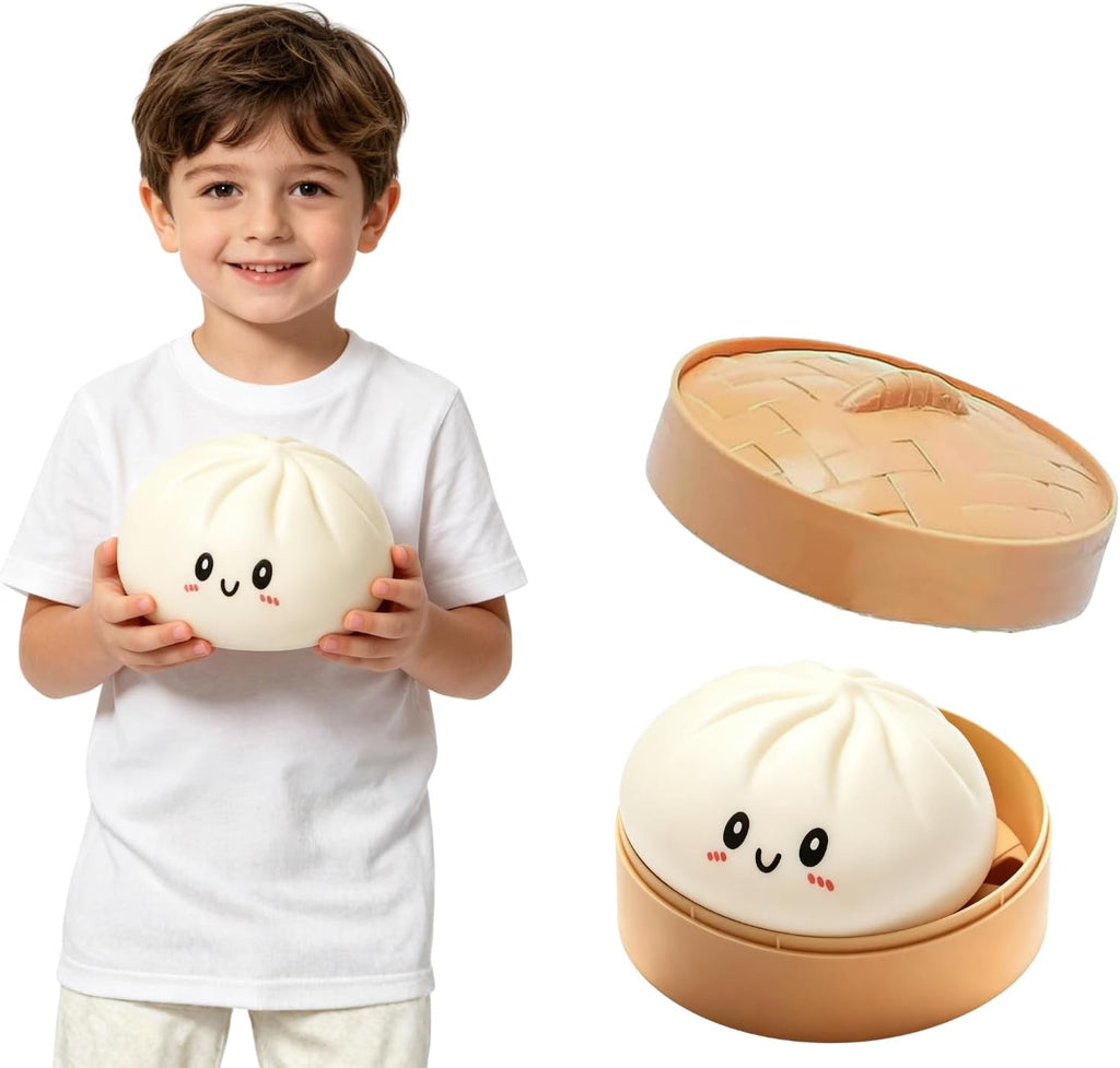 Giant Dumpling Cute Squishy Stress Ball,Jumbo Soft Slow Rising Dumpling Stress Ball,Large Dumpling Cute Squishy,Stress Relief Desk for Office Home Study Adults(Colorful L: 25Cm/10 Inch（No Basket）