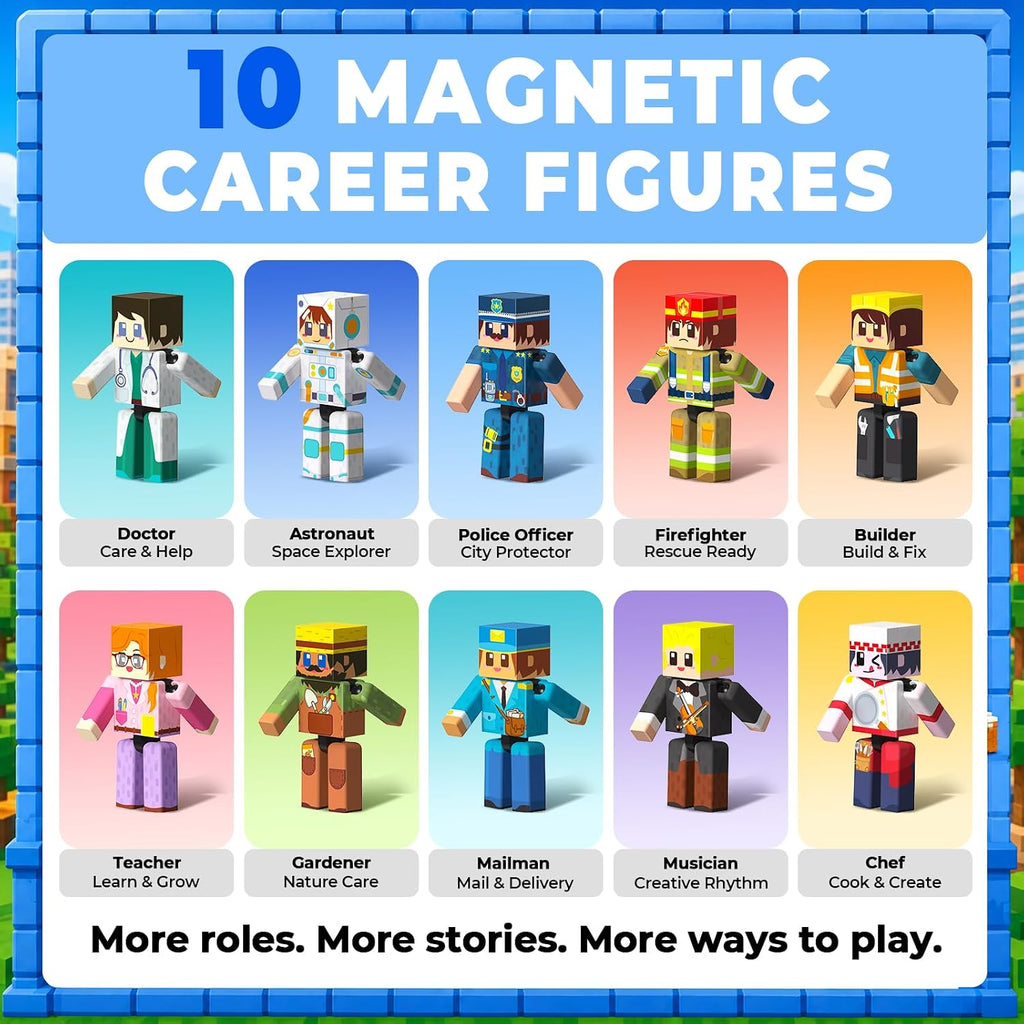 Unleash Imagination with 20 Pcs Magnetic Action Figures Playset - Creative Building Block City Toys for Kids 6+ with 360° Rotating Arms and Legs, Perfect Birthday Gift for Boys and Girls