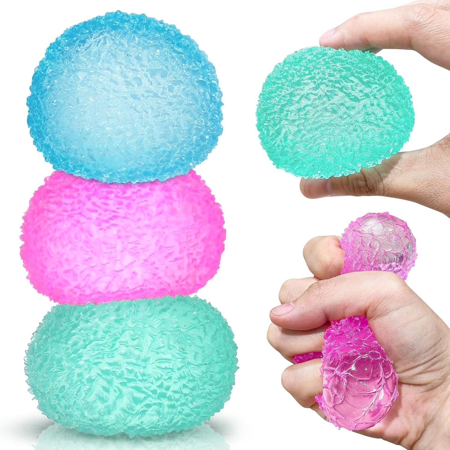 3Pcs Big Taba Squishies Strawberry, Cute Strawberry Squeeze Toys | Upgrade Fruit Squishies, Kawaii Sticky Stress Toy, Clear Fidget Toys, Valentines Gift for Kids, Girls Birthday Gift Ideas