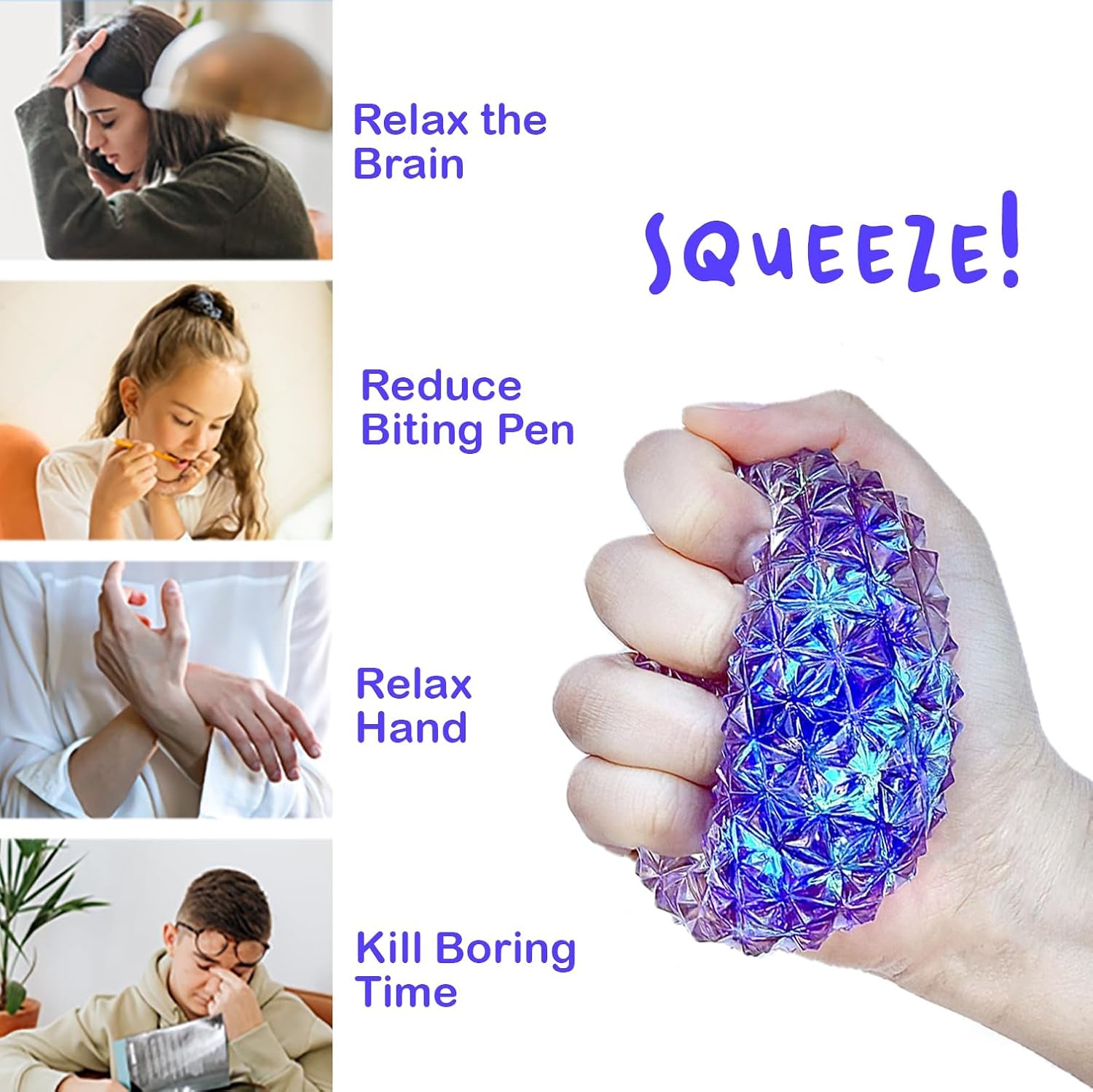 Premium Diamond Stress Ball, Odor-Free Slow Rise Cool Sensory Squishy Nice Squeeze Fidget Cute Toy - Easy to Clean - Durable - Gift-Ready - Children Safety Certificate & ASTM Certified 3+