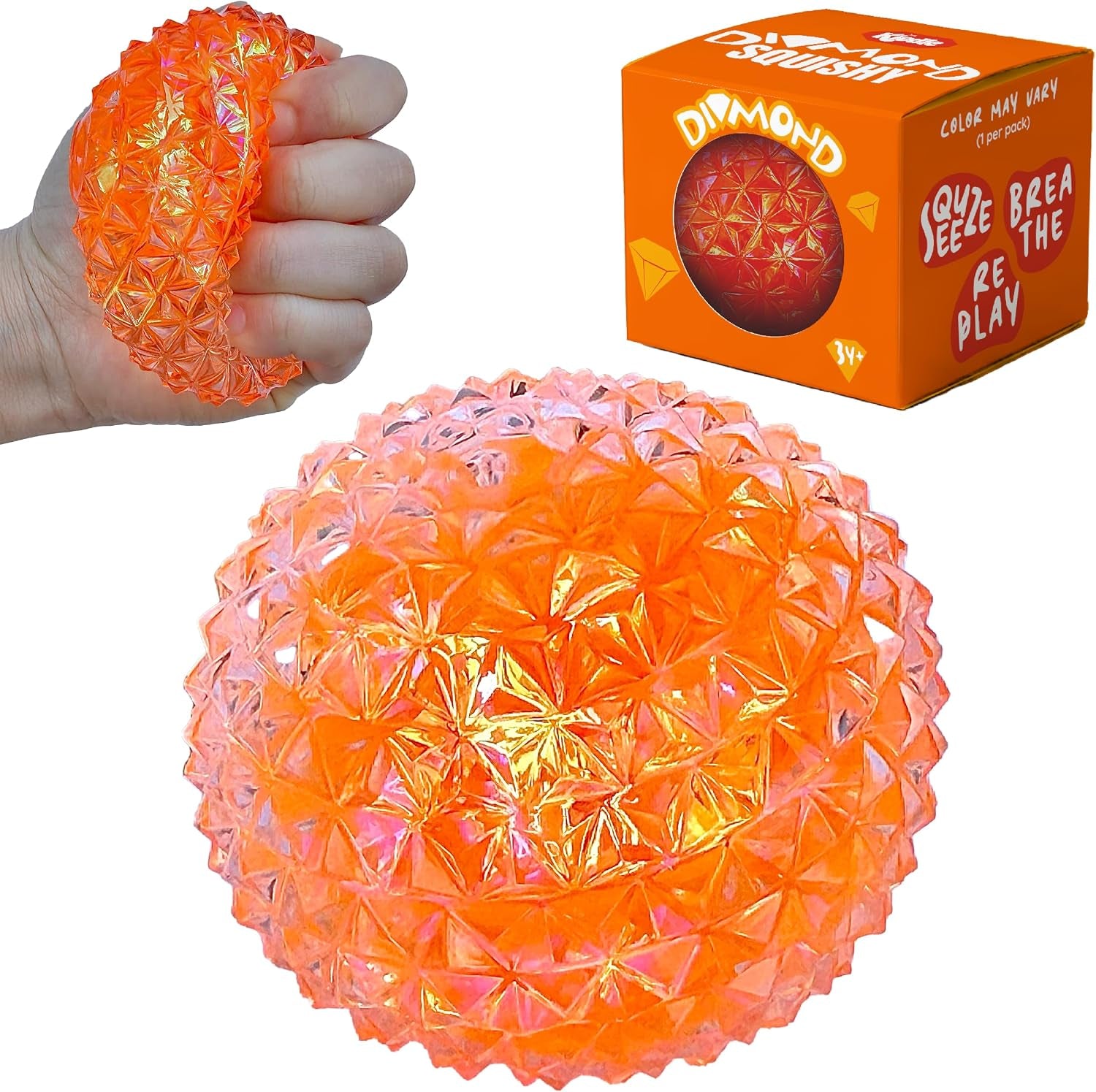 Premium Diamond Stress Ball, Odor-Free Slow Rise Cool Sensory Squishy Nice Squeeze Fidget Cute Toy - Easy to Clean - Durable - Gift-Ready - Children Safety Certificate & ASTM Certified 3+