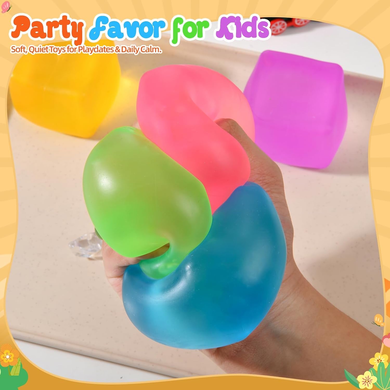 Squishy Cube for Kids & Adults, Ice Cube Squishy Slow Rising Squishy Fidget Toys, Squeeze Toys for Stress Relief, Classroom Prizes Party Favors Birthday Gifts(Blue)