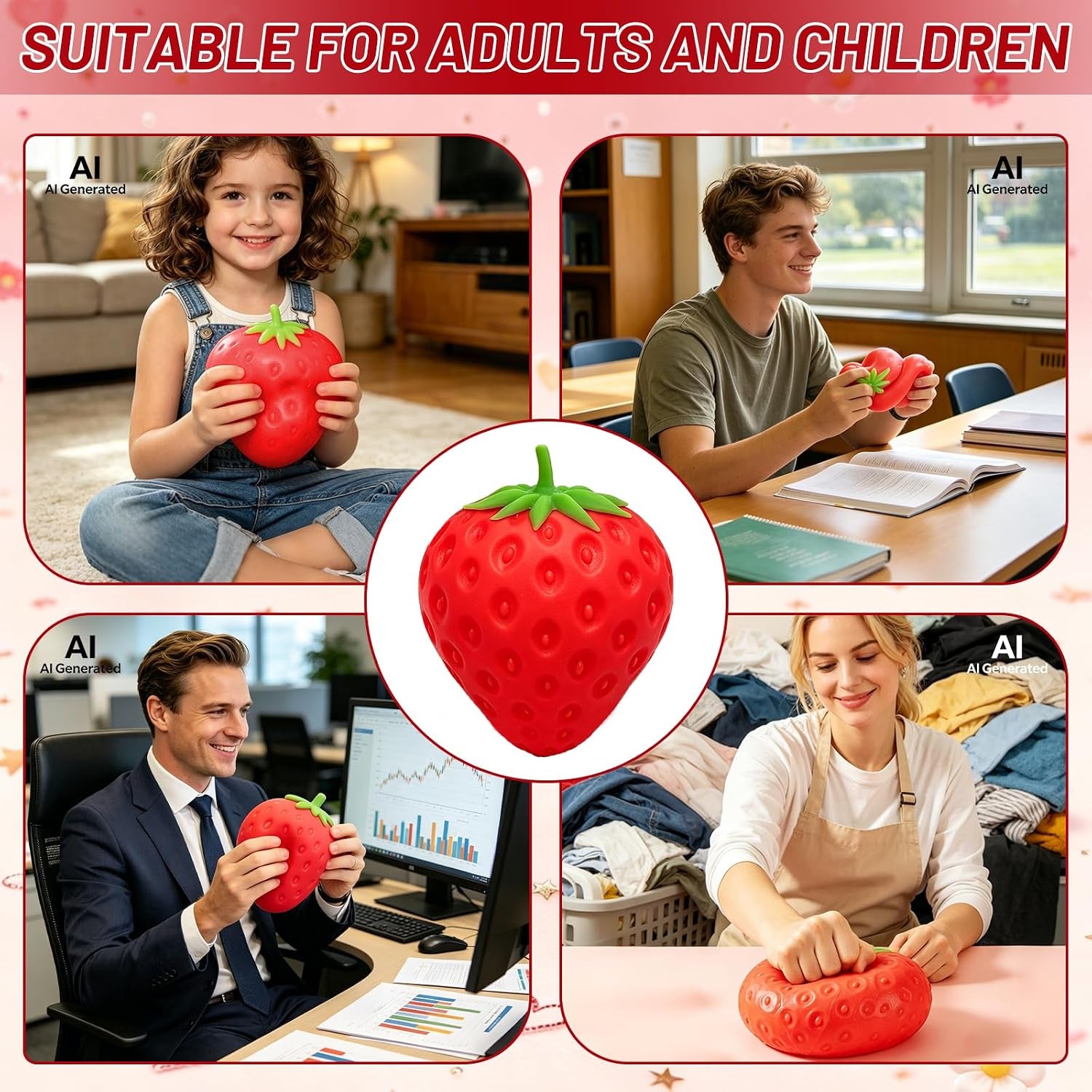 1Pcs 5.11 Inches Giant Strawberry Squishy,Strawberry Stress Ball(Red | Sensory Fidget Giant,Fruit Realistic Slow Rise Pressure Relief Toy,Adults Kids Gifts Party Favor