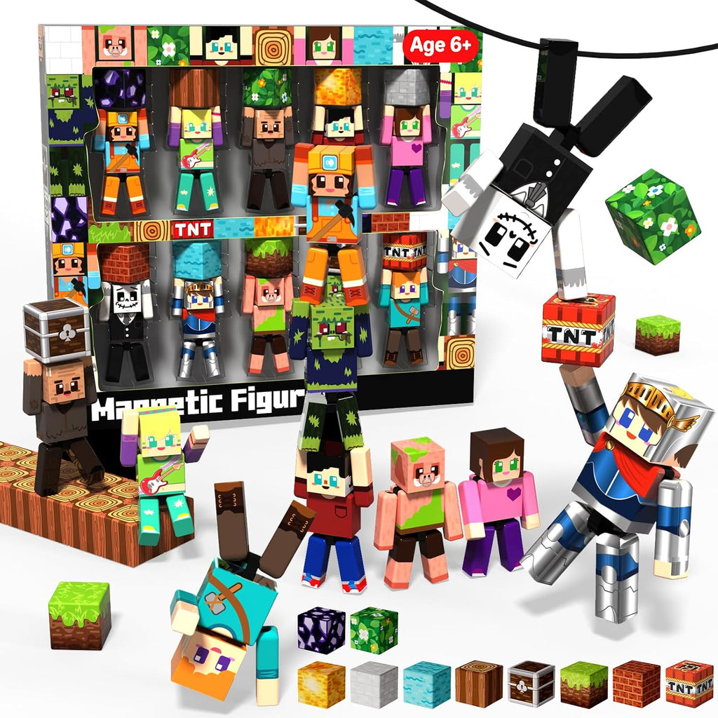 Unleash Imagination with 20 Pcs Magnetic Action Figures Playset - Creative Building Block City Toys for Kids 6+ with 360° Rotating Arms and Legs, Perfect Birthday Gift for Boys and Girls