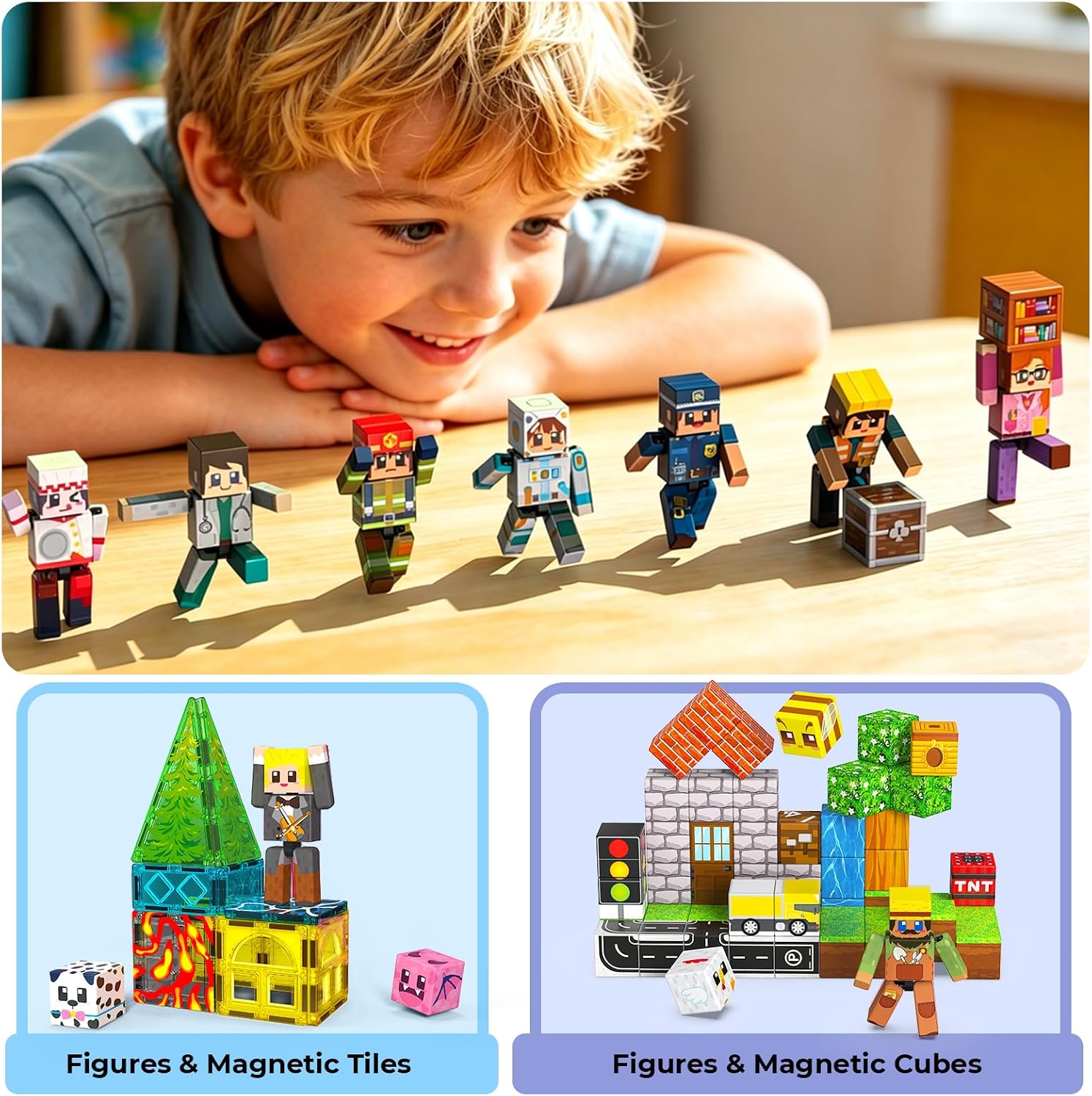 Unleash Imagination with 20 Pcs Magnetic Action Figures Playset - Creative Building Block City Toys for Kids 6+ with 360° Rotating Arms and Legs, Perfect Birthday Gift for Boys and Girls