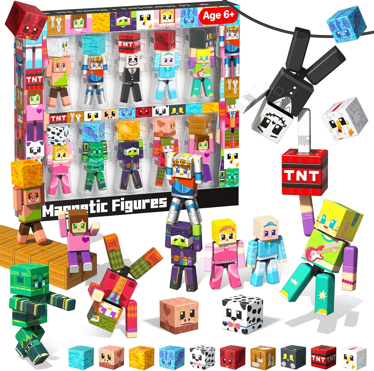 Unleash Imagination with 20 Pcs Magnetic Action Figures Playset - Creative Building Block City Toys for Kids 6+ with 360° Rotating Arms and Legs, Perfect Birthday Gift for Boys and Girls