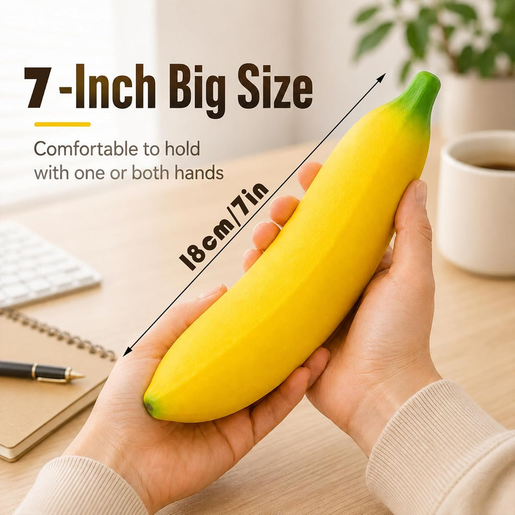 Banana Squishy Toy 2026 New Giant 7 Inch Jumbo PU Foam Stress Relief Toy | Soft Banana Squishy Jumbo Toy. Durable PU Foam Giant Stress Relief Toy for Work, Daily Relaxation & Anxiety.