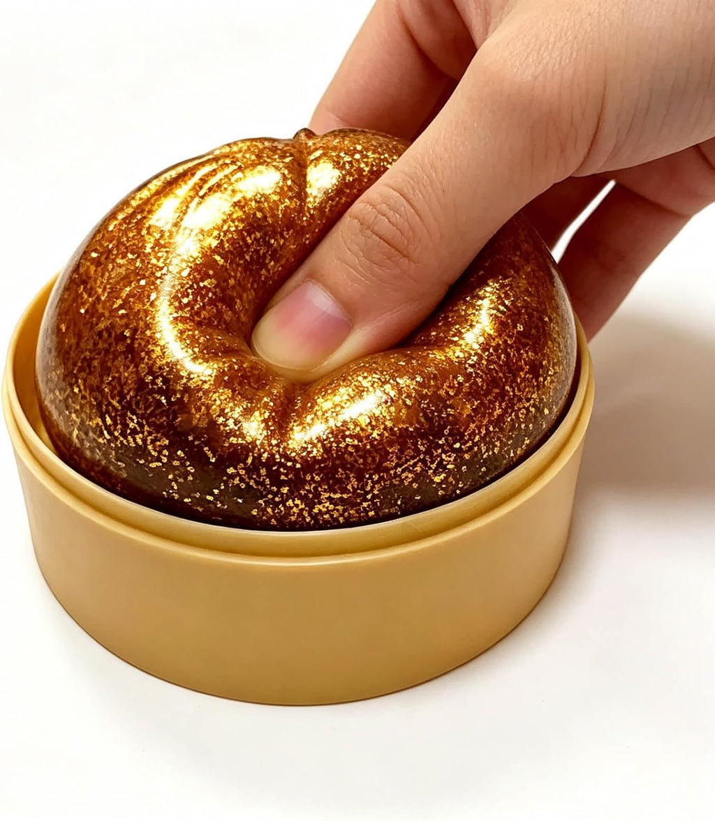 Giant Dumpling Soft Squeeze Buddy, Large Colourful Dumpling Stress Relief Sensory Ball, Fast Rebound Anxiety Relief Decompression Dough for Adults,Gold