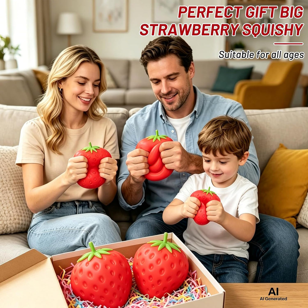 1Pcs 5.11 Inches Giant Strawberry Squishy,Strawberry Stress Ball(Red | Sensory Fidget Giant,Fruit Realistic Slow Rise Pressure Relief Toy,Adults Kids Gifts Party Favor