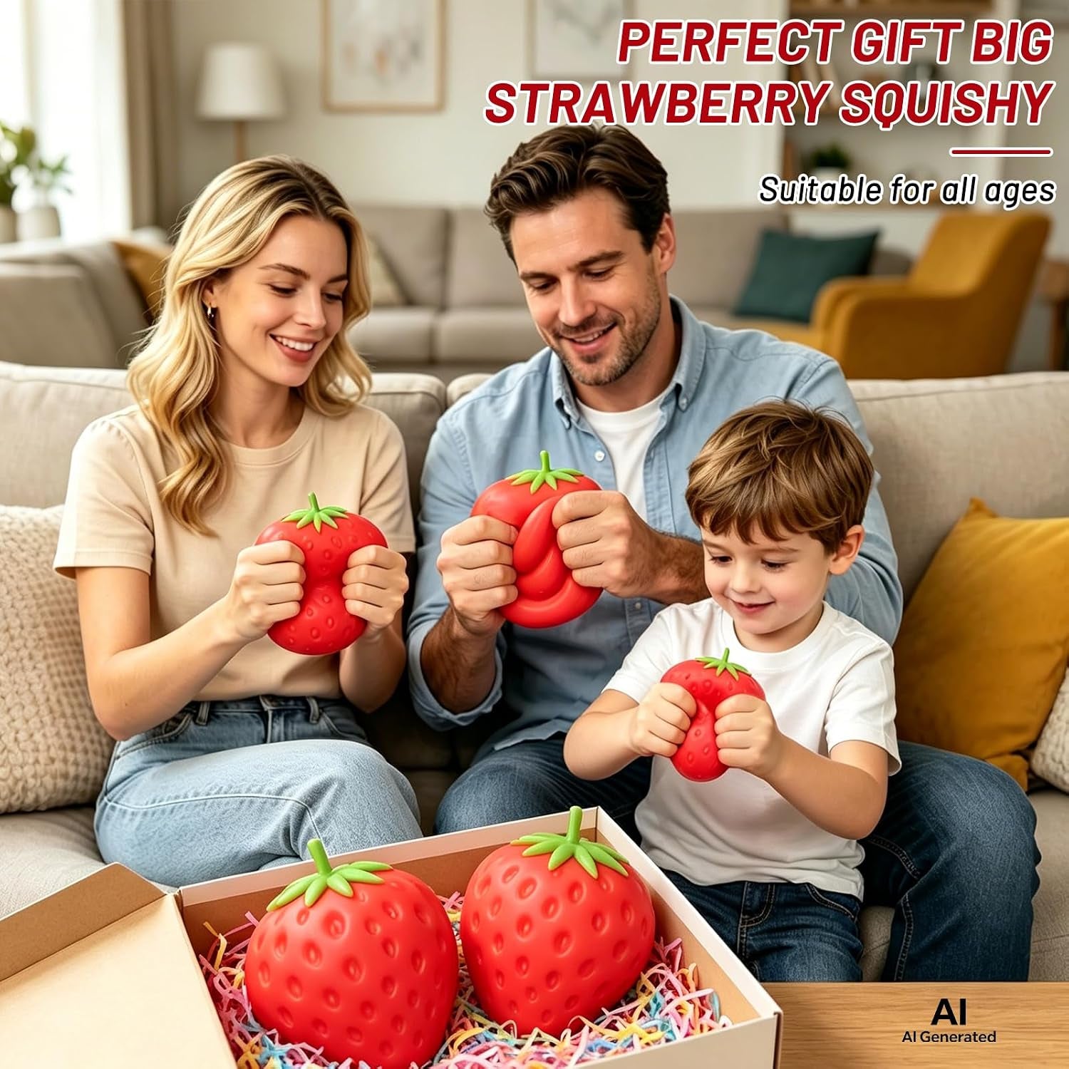 1Pcs 5.11 Inches Giant Strawberry Squishy,Strawberry Stress Ball(Red | Sensory Fidget Giant,Fruit Realistic Slow Rise Pressure Relief Toy,Adults Kids Gifts Party Favor