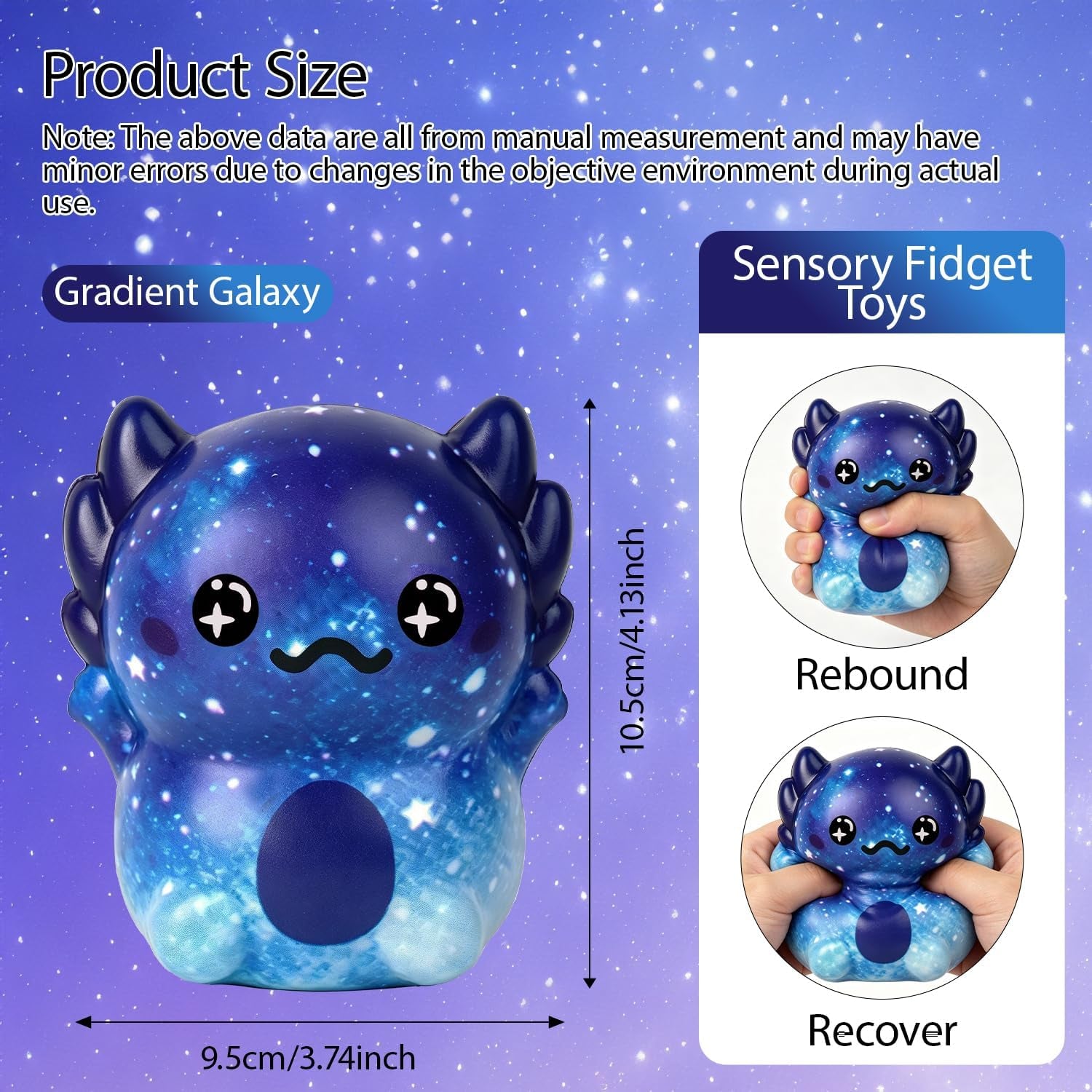 Big Axolotl Squishy, Slow Rising Squishy, Big Axolotl Squishy Fidget Toys, Big Axolotl Squishies for Adult, Party Favors, Birthday Gifts Stocking Stuffers (Dark Blue)