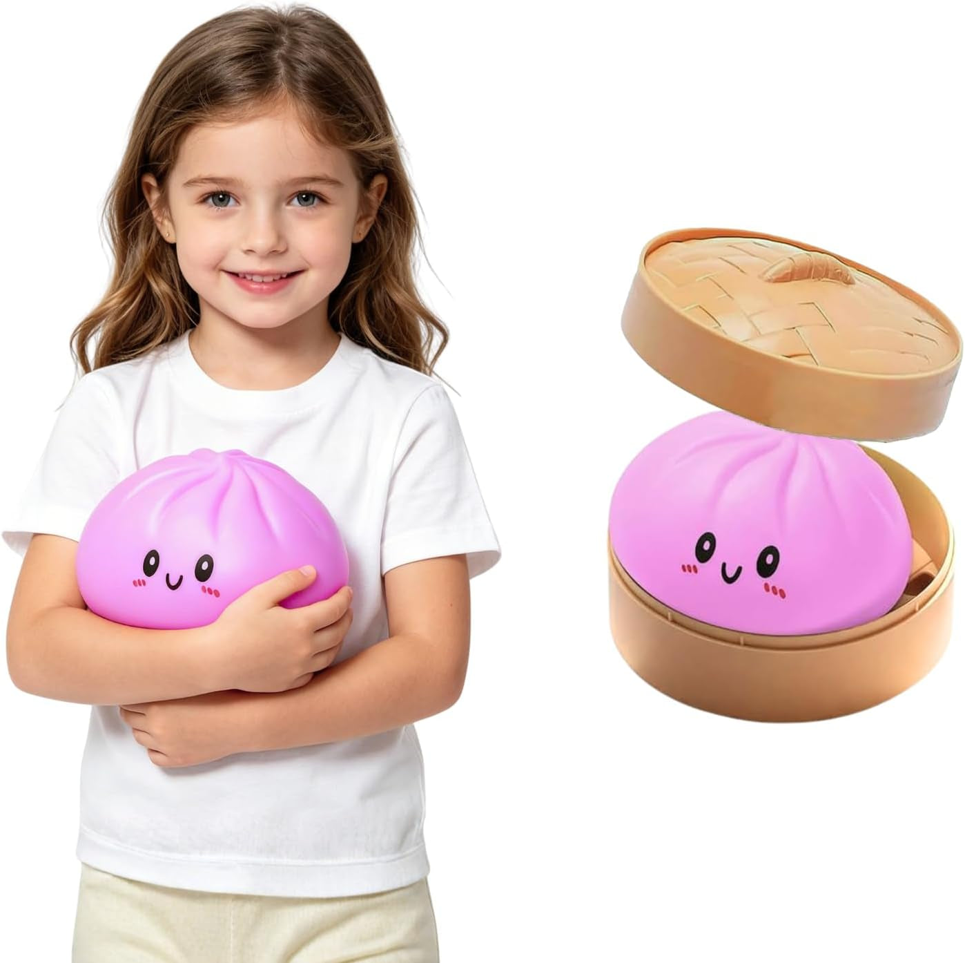 Giant Dumpling Cute Squishy Stress Ball,Jumbo Soft Slow Rising Dumpling Stress Ball,Large Dumpling Cute Squishy,Stress Relief Desk for Office Home Study Adults(Colorful L: 25Cm/10 Inch（No Basket）
