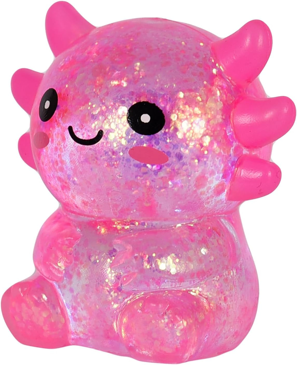 Axolotl Squishy Stress Ball, Soft TPR Slow Rising Squeeze Toy, Cute Axolotl Fidget Toy for Stress Relief, Anxiety Calming Sensory Toy for Kids Adults(Pink Seated Axolotl)